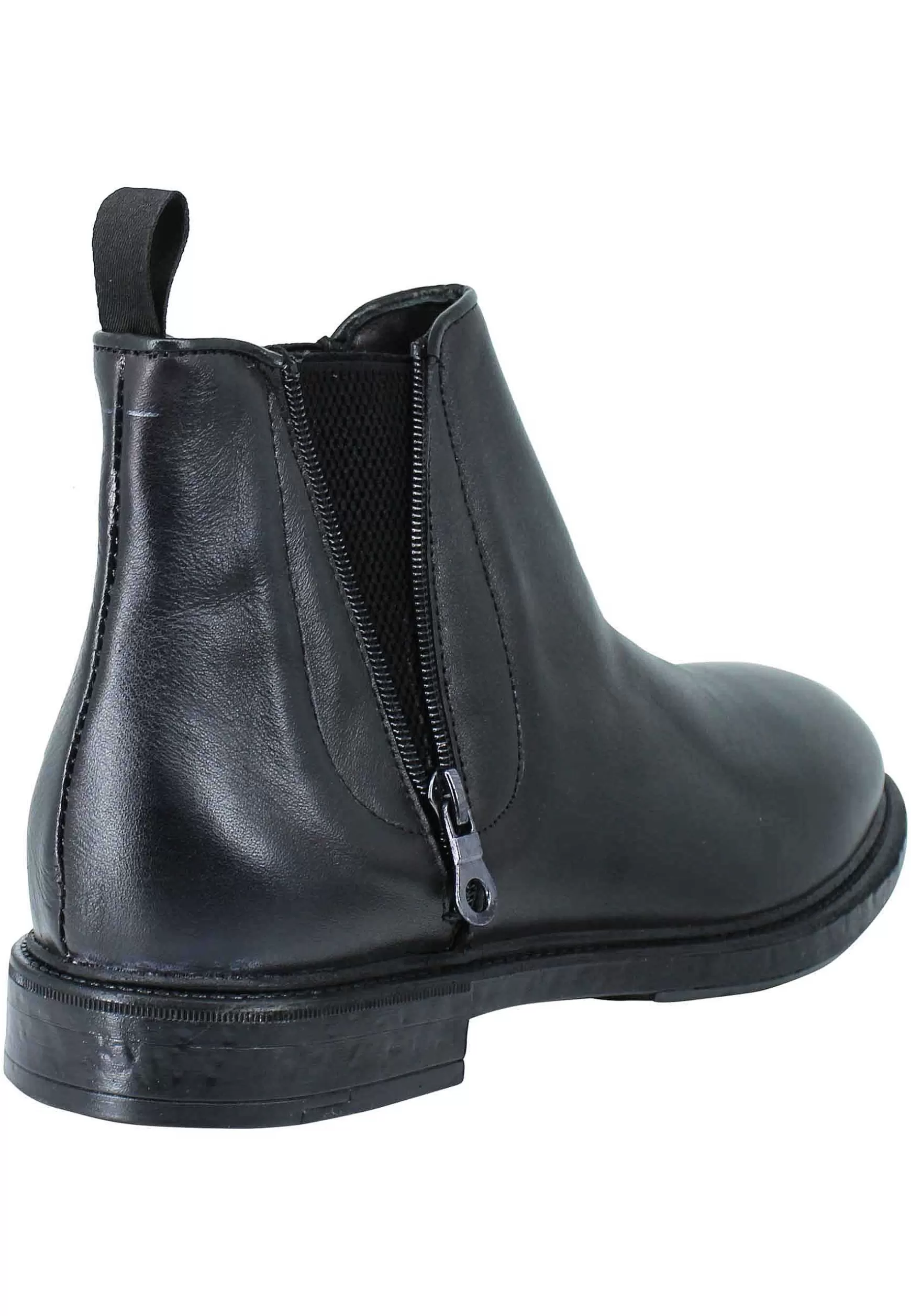 Stivaletti Bealtles In Pelle Nera Con Accessorio Fondo In Gomma Punta Tonda** Sale