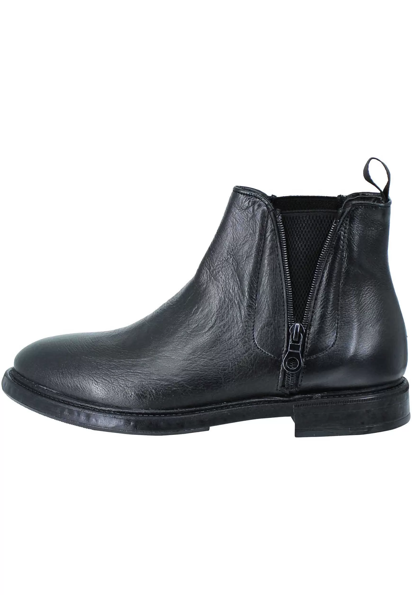 Stivaletti Bealtles In Pelle Nera Con Accessorio Fondo In Gomma Punta Tonda** Sale