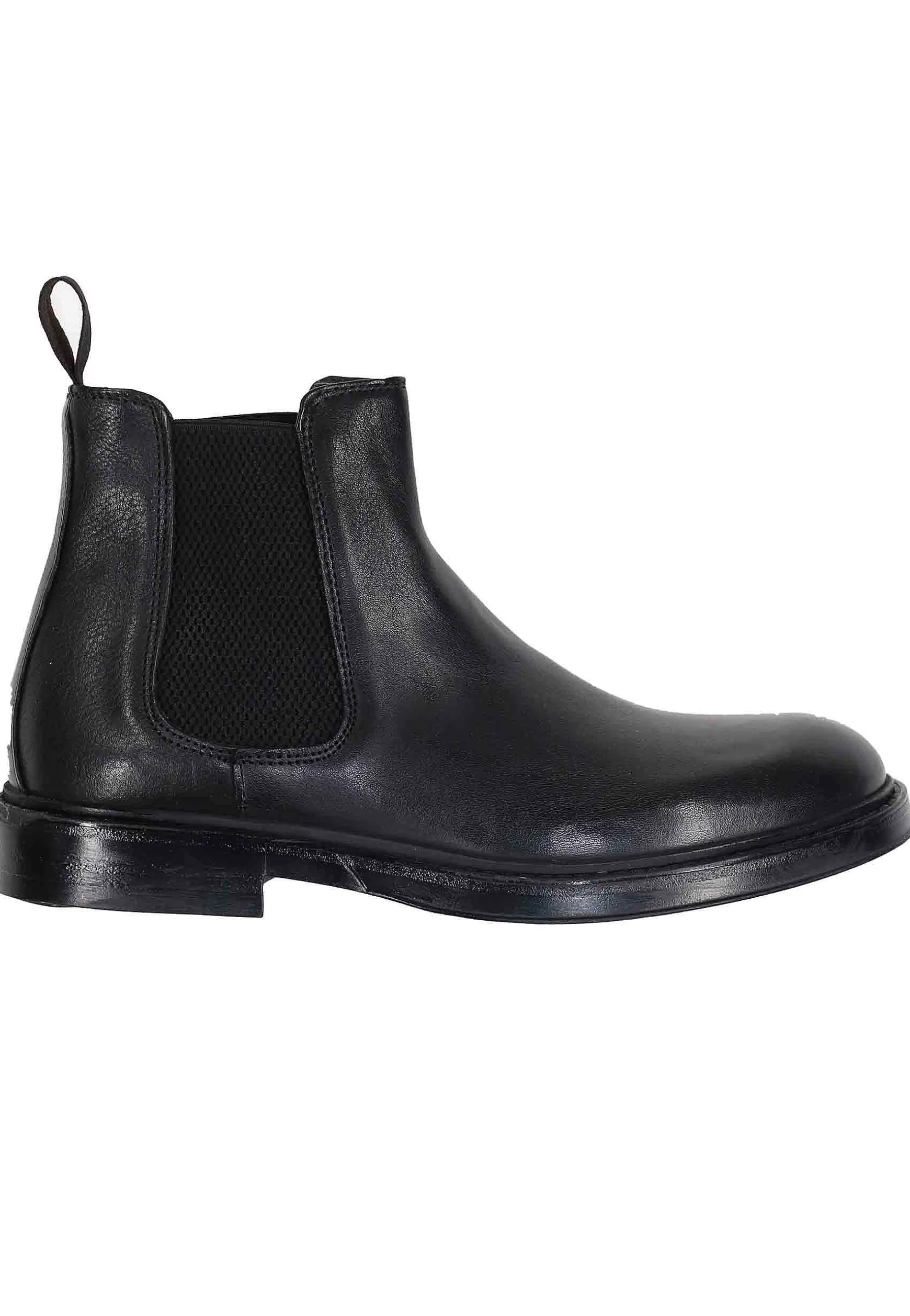 Stivaletti Bealtles In Pelle Nera Con Fondo In Gomma Punta Tonda** Clearance