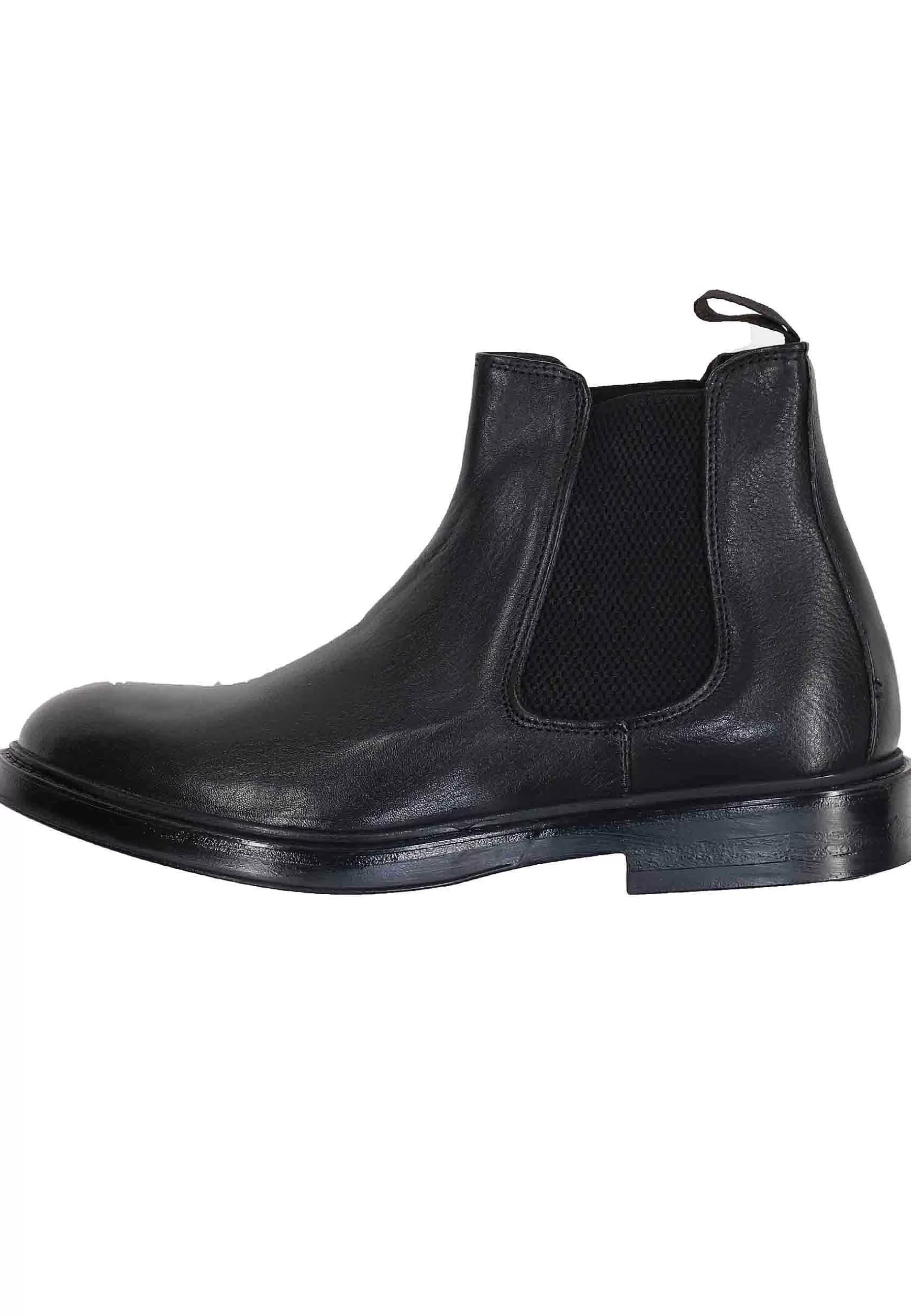 Stivaletti Bealtles In Pelle Nera Con Fondo In Gomma Punta Tonda** Clearance