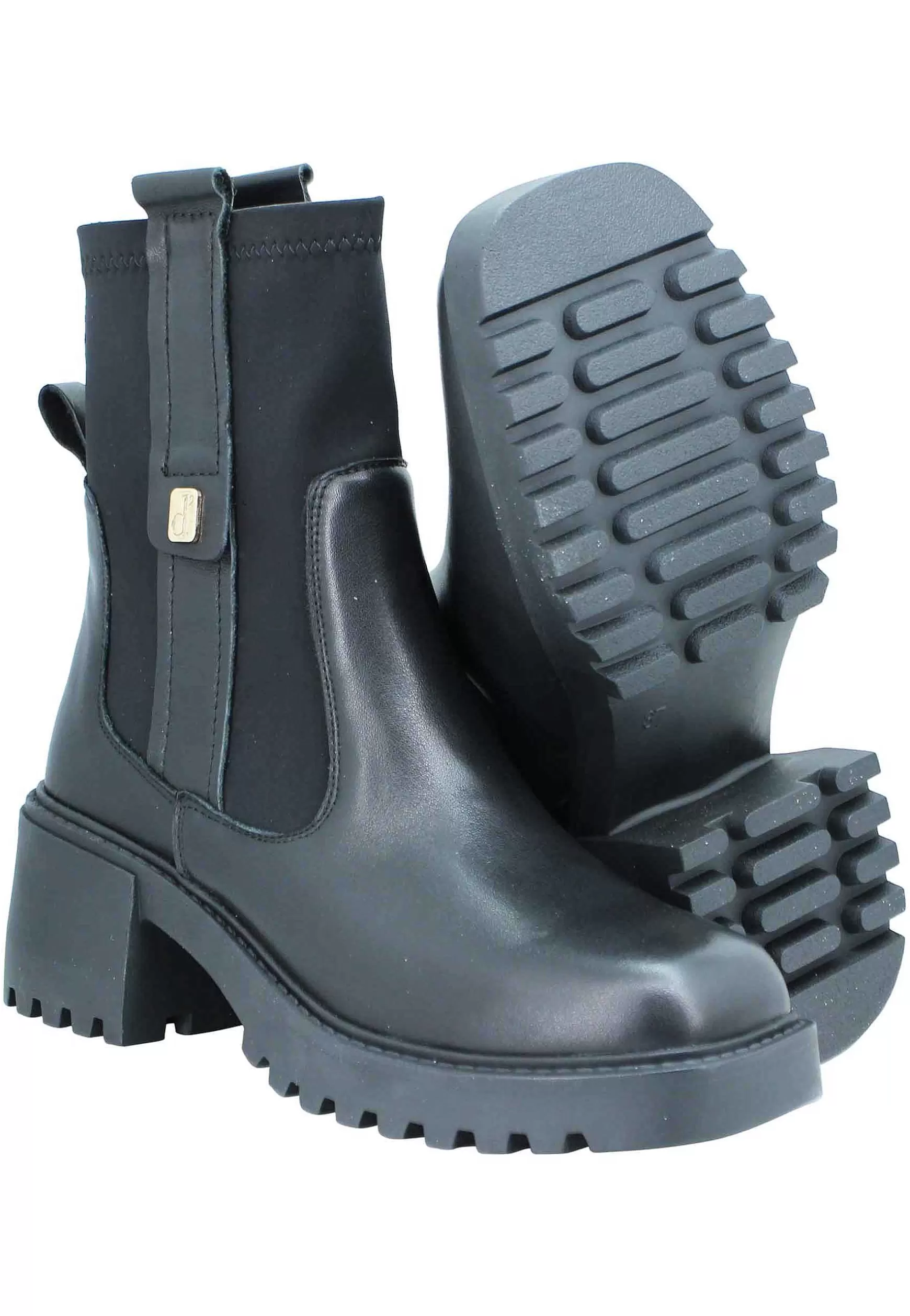 Stivaletti Beatles Donna In Pelle Nera Con Calza Elastica E Punta Quadra*Manufacture D Shop
