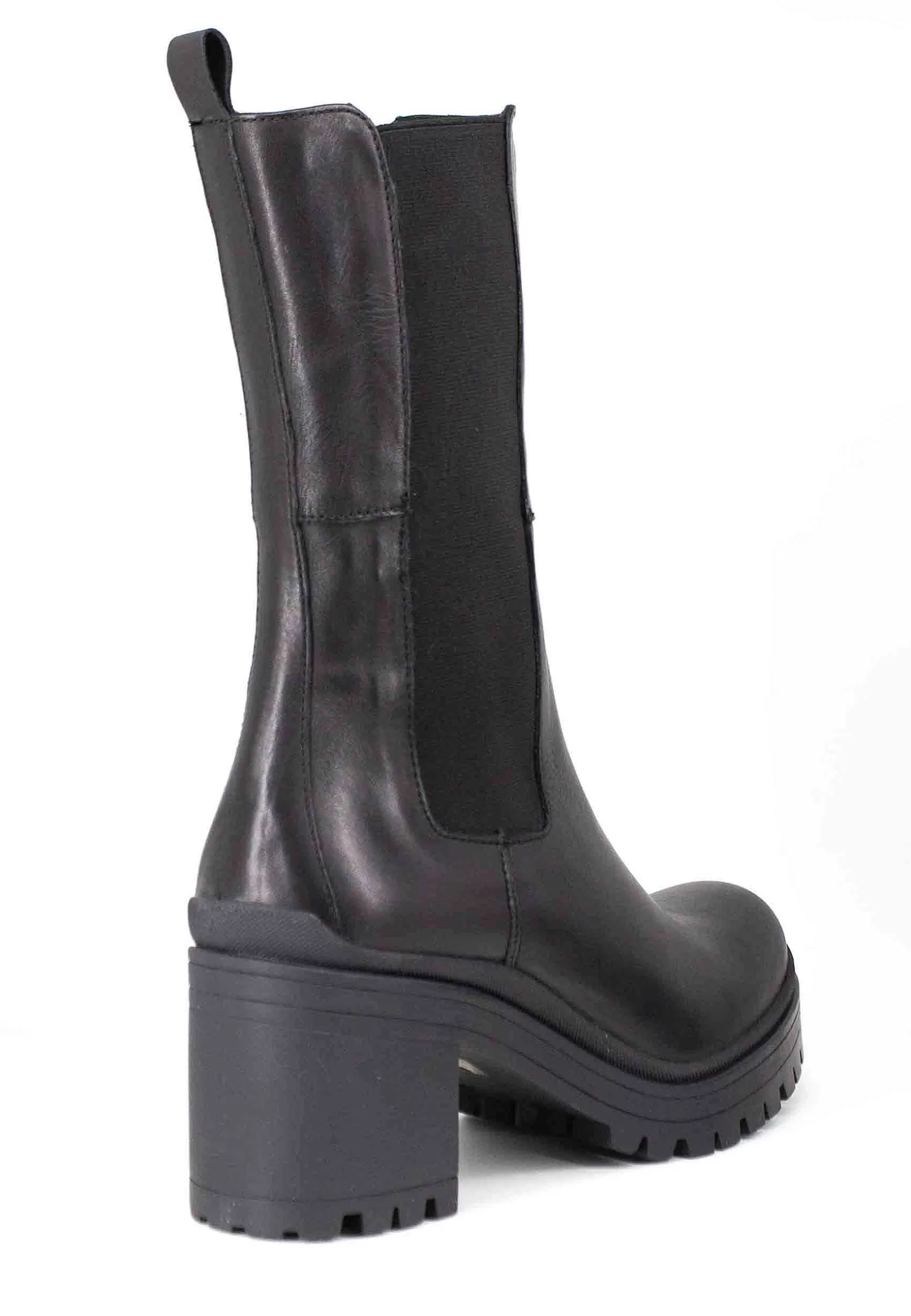 Stivaletti Beatles Donna In Pelle Nera Con Punta Tonda E Tacco Alto In Gomma*Bruno Premi Discount