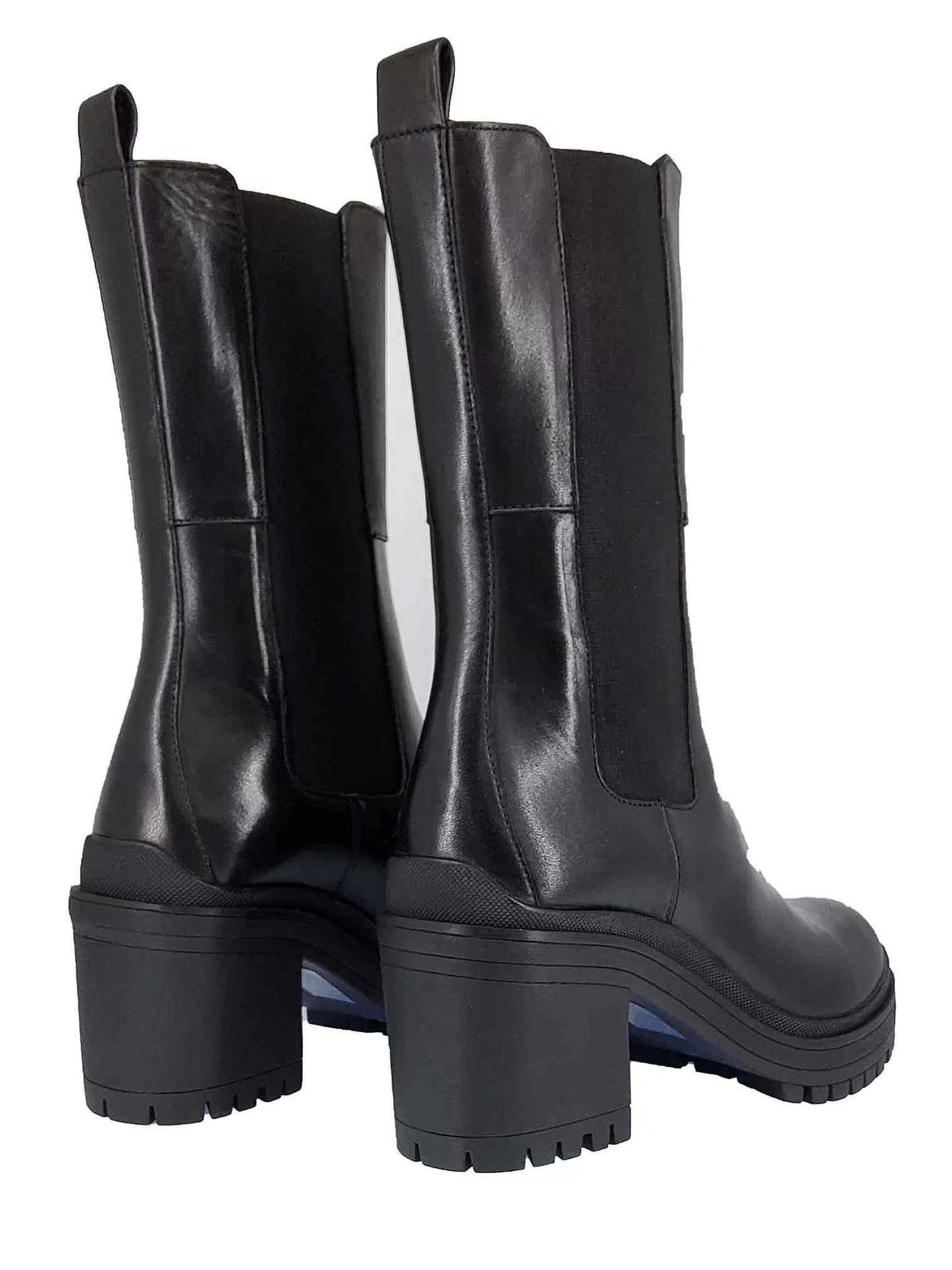 Stivaletti Beatles Donna In Pelle Nera Con Punta Tonda E Tacco Alto In Gomma*Bruno Premi Discount