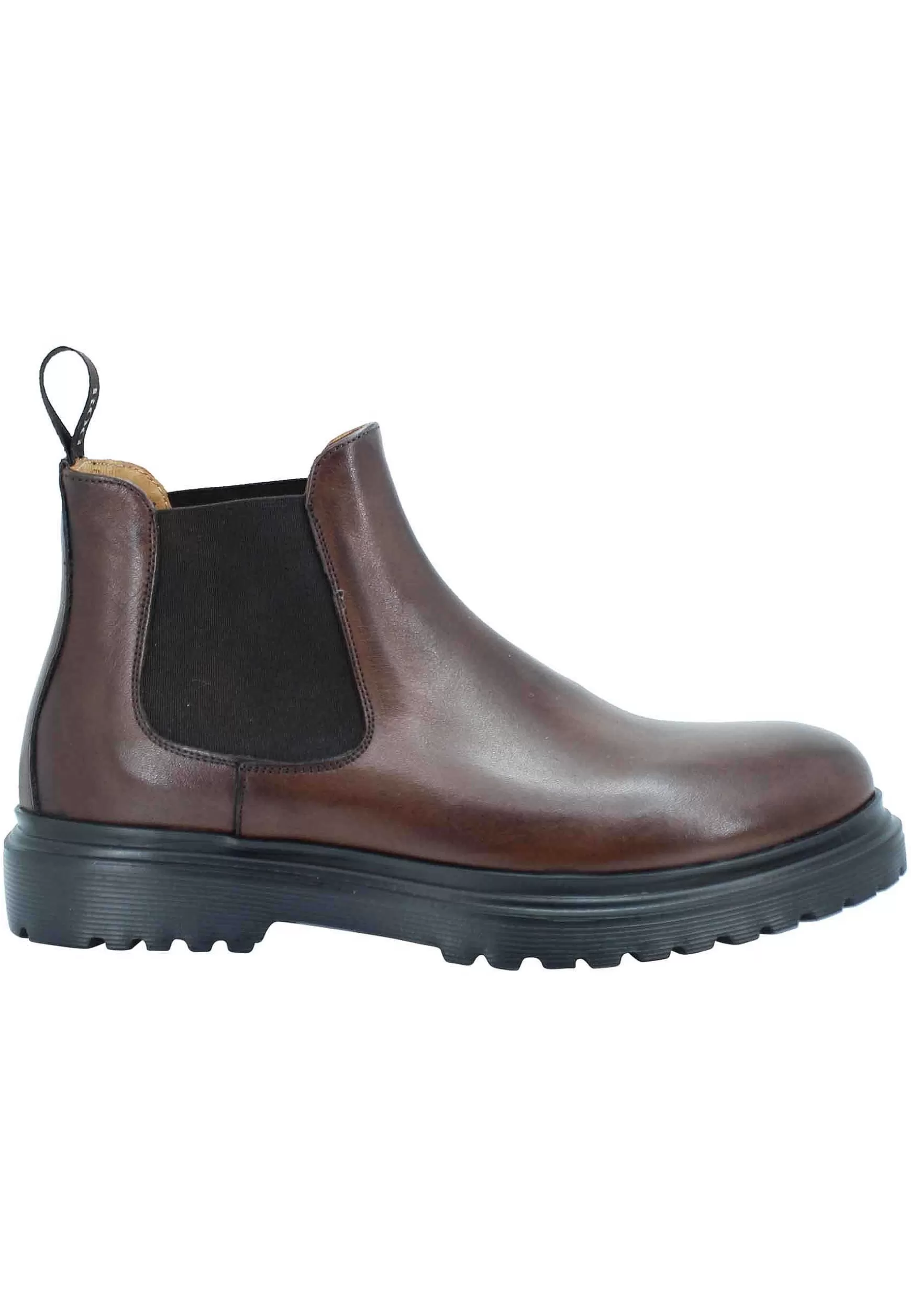 Stivaletti Beatles Uomo In Pelle Invecchiata Marrone E Fondo Carrarmato*Rogal Cheap