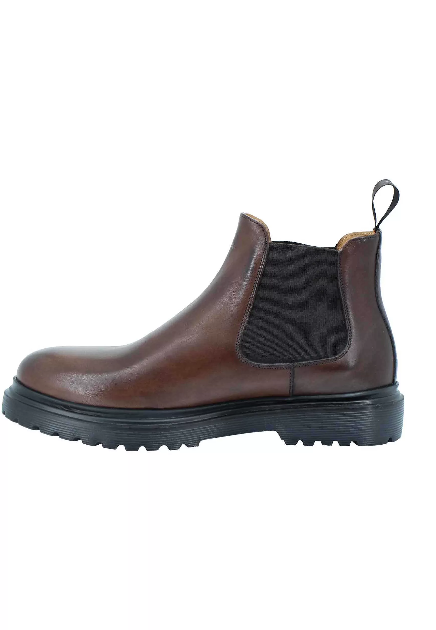 Stivaletti Beatles Uomo In Pelle Invecchiata Marrone E Fondo Carrarmato*Rogal Cheap