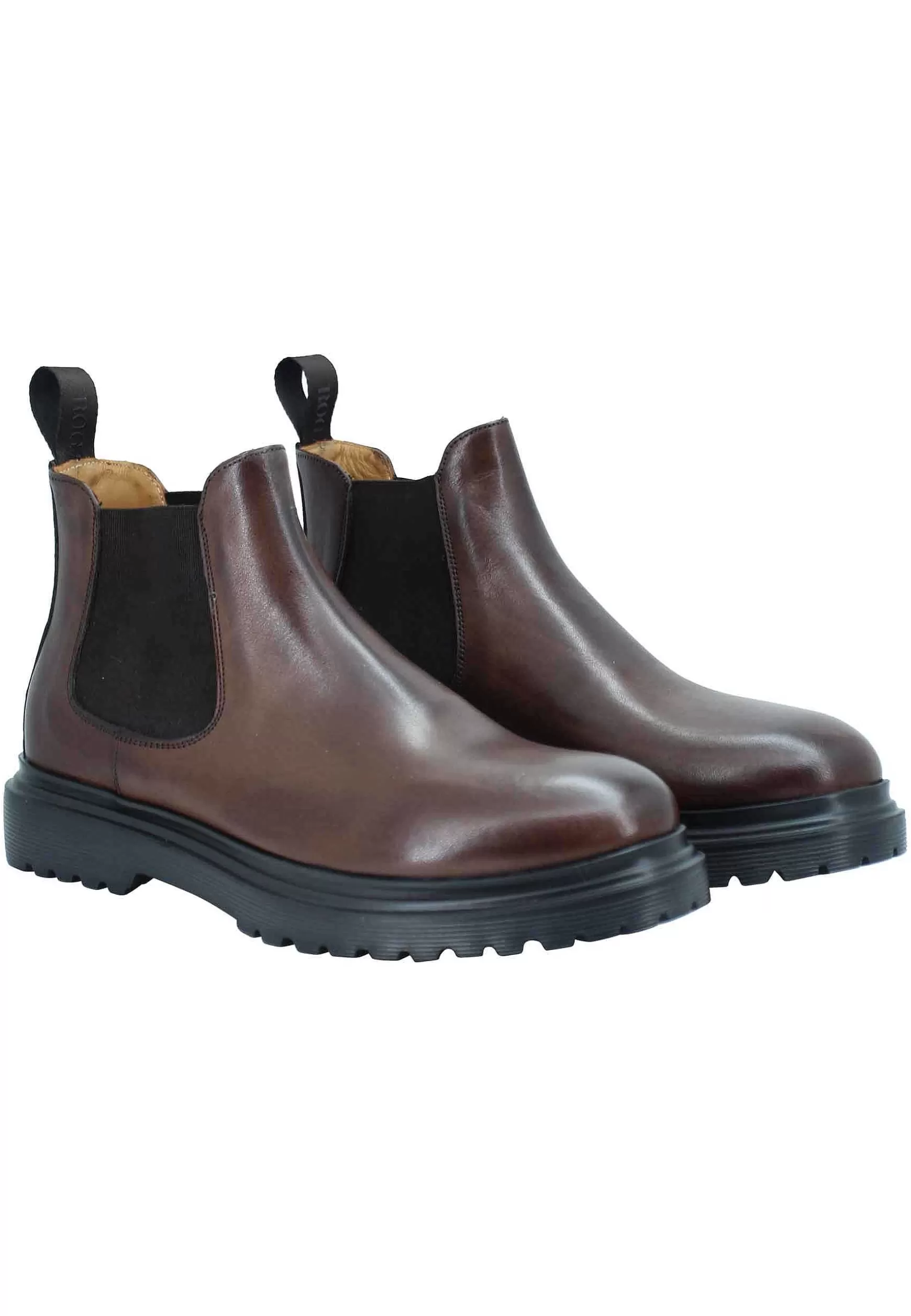 Stivaletti Beatles Uomo In Pelle Invecchiata Marrone E Fondo Carrarmato*Rogal Cheap