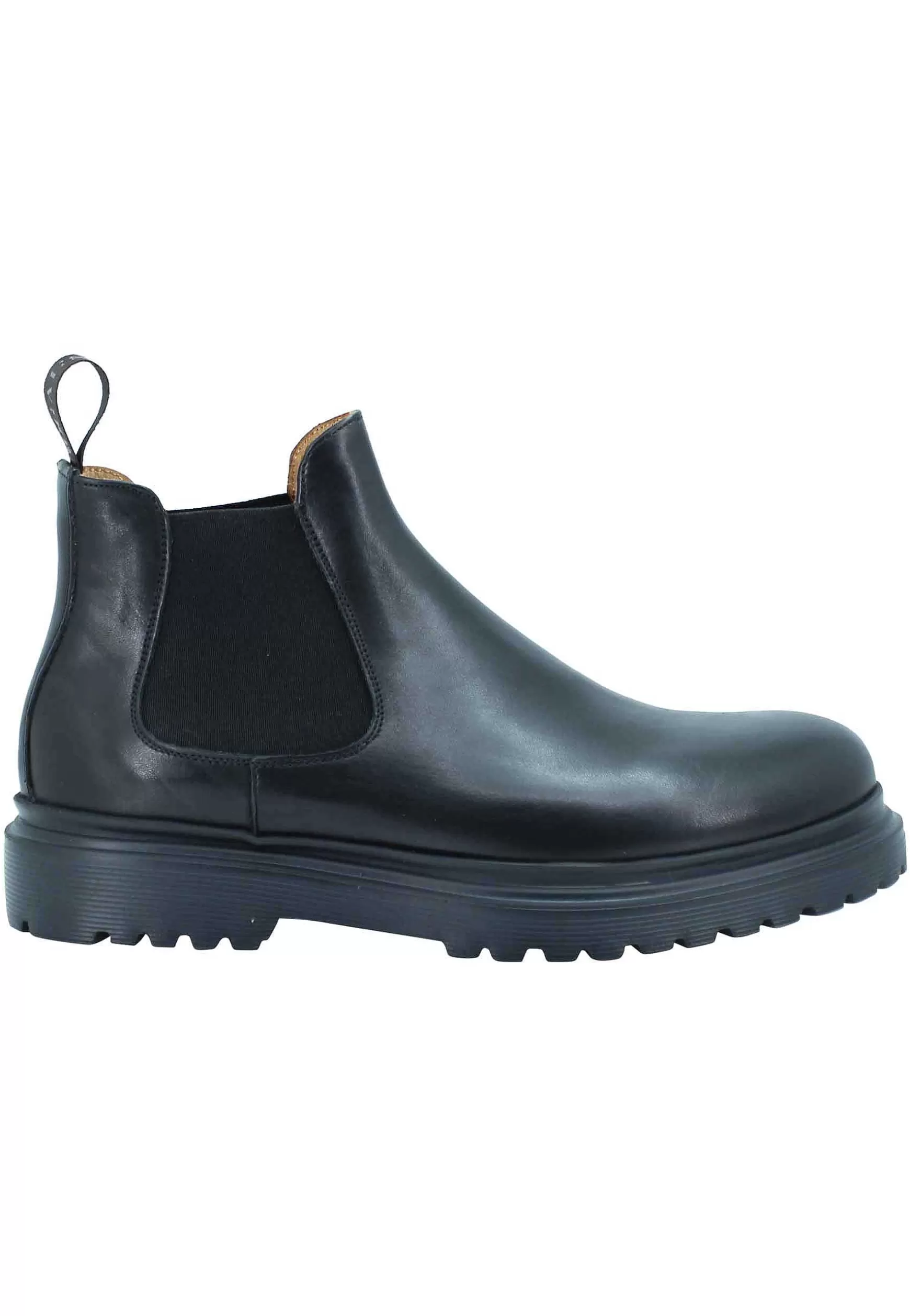 Stivaletti Beatles Uomo In Pelle Invecchiata Nera E Fondo Carrarmato*Rogal Cheap