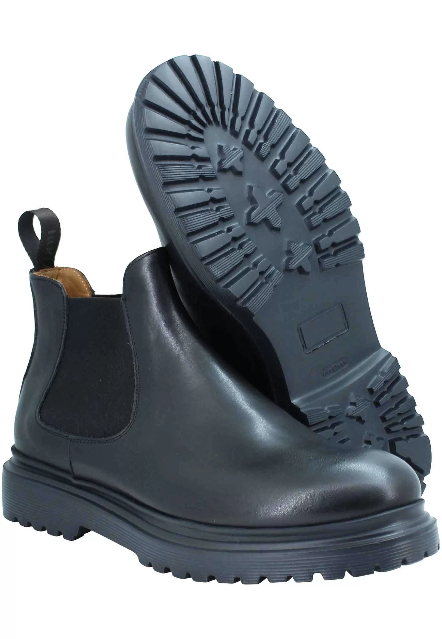 Stivaletti Beatles Uomo In Pelle Invecchiata Nera E Fondo Carrarmato*Rogal Cheap
