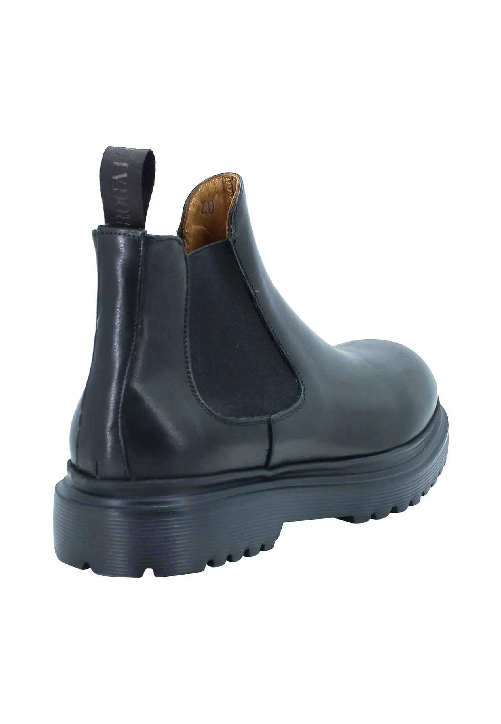 Stivaletti Beatles Uomo In Pelle Invecchiata Nera E Fondo Carrarmato*Rogal Cheap