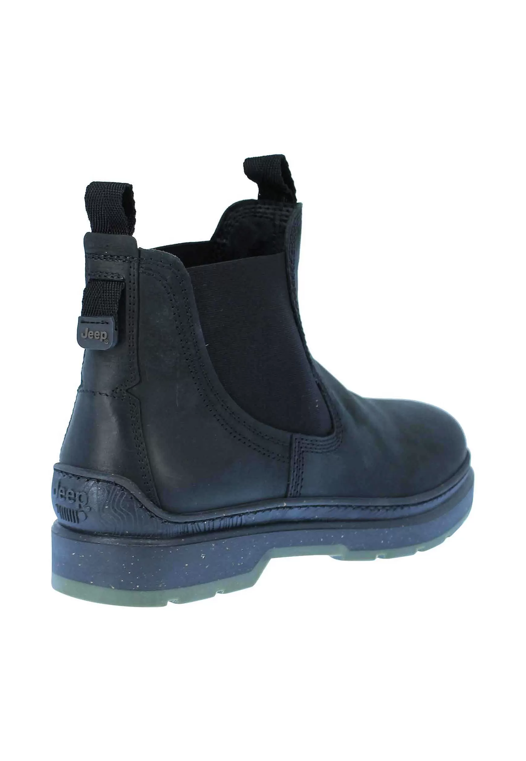 Stivaletti Beatles Uomo Red Rock In Pelle Nera Con Fondo Gomma Carrarmato*Jeep Discount