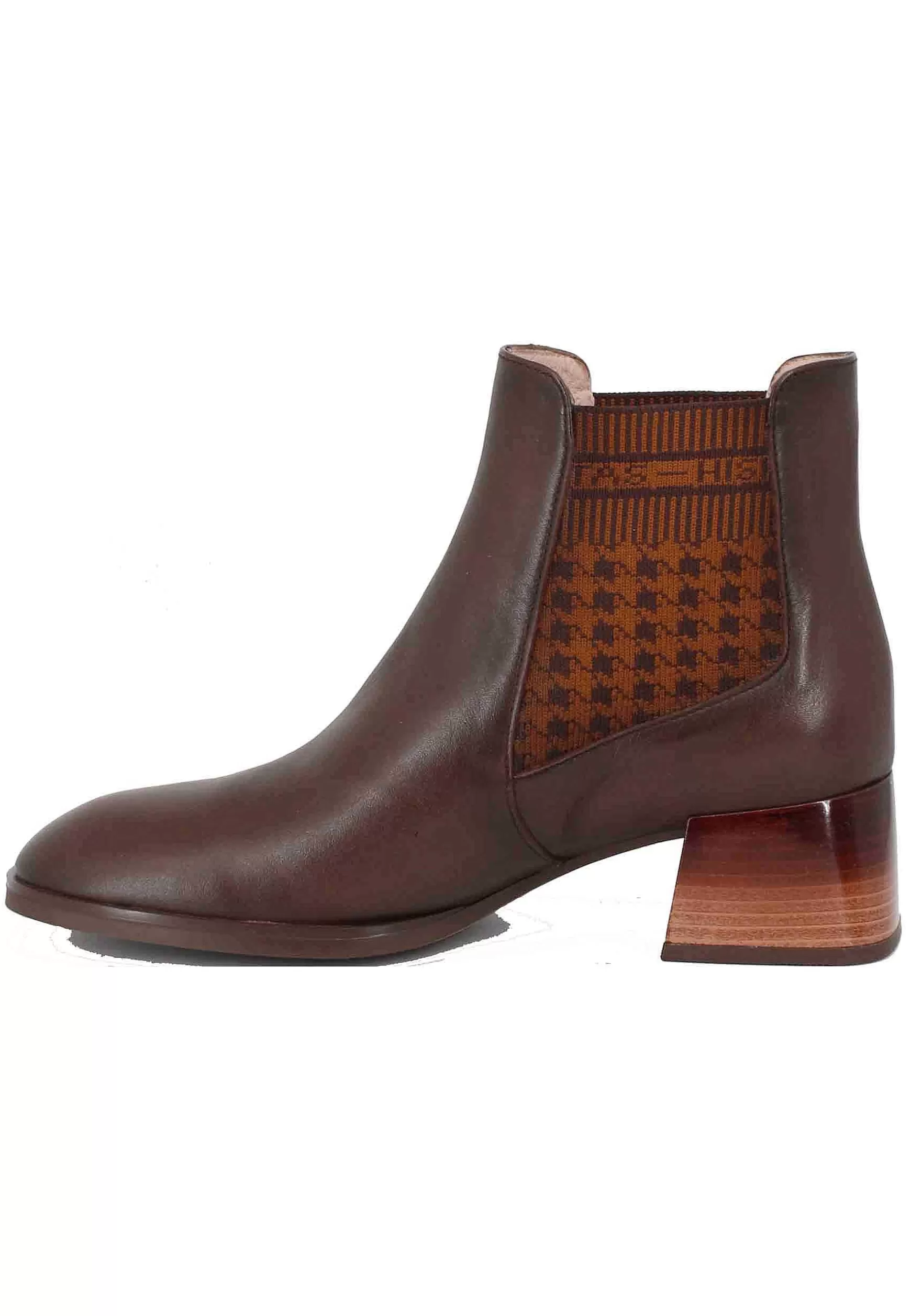 Stivaletti Chelsea Boot Donna In Pelle Marrone Con Tacco Basso*Hispanitas Cheap