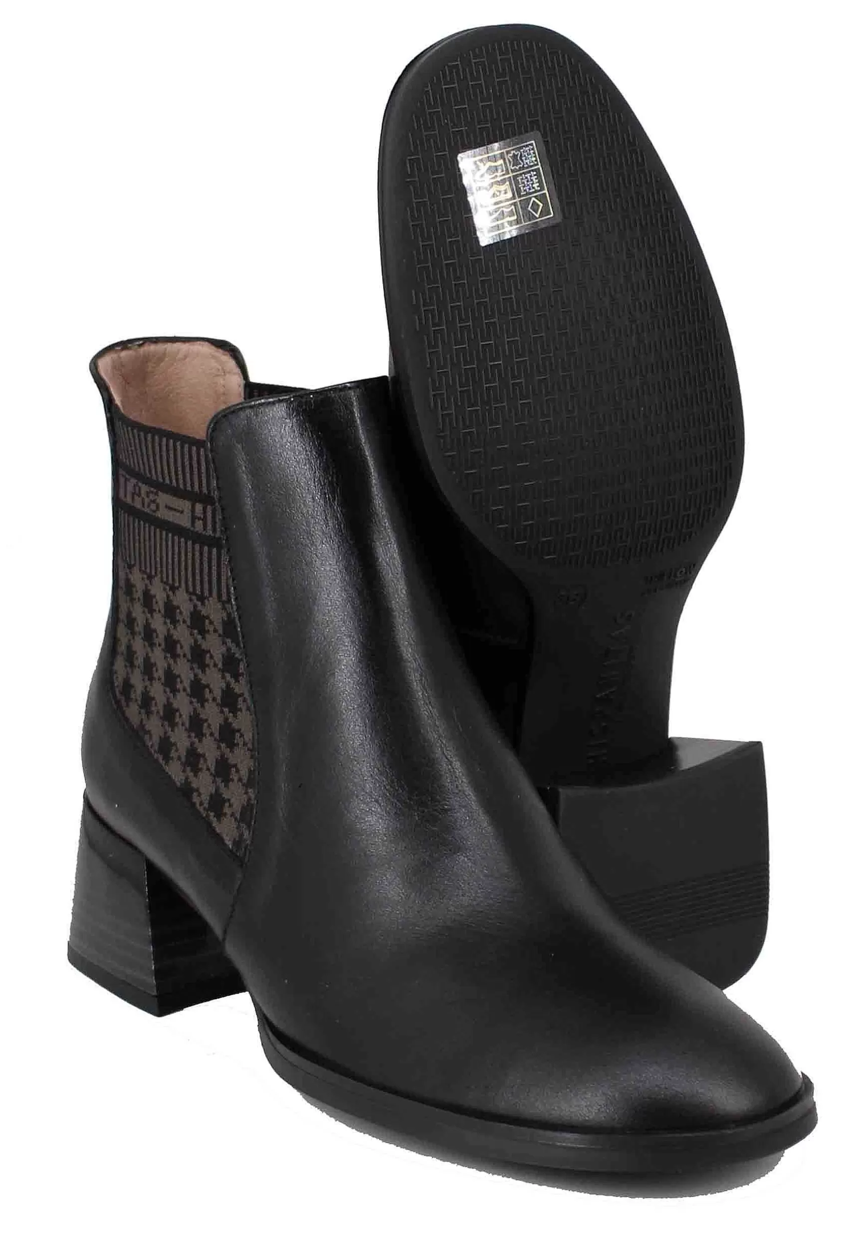 Stivaletti Chelsea Boot Donna In Pelle Nera Con Tacco Basso*Hispanitas Fashion