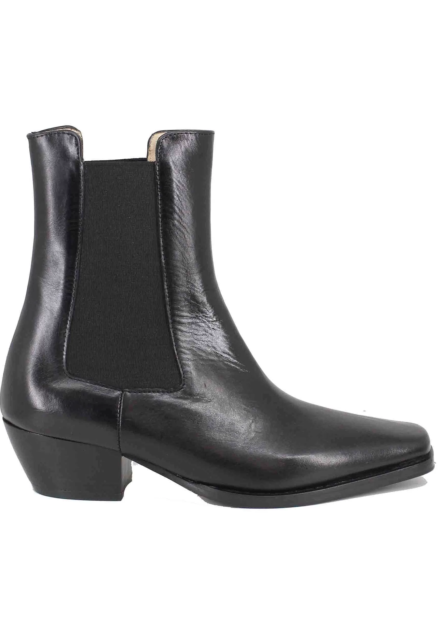 Stivaetti Chesea Boot Donna In Pee Nera Punta Quadra*L New