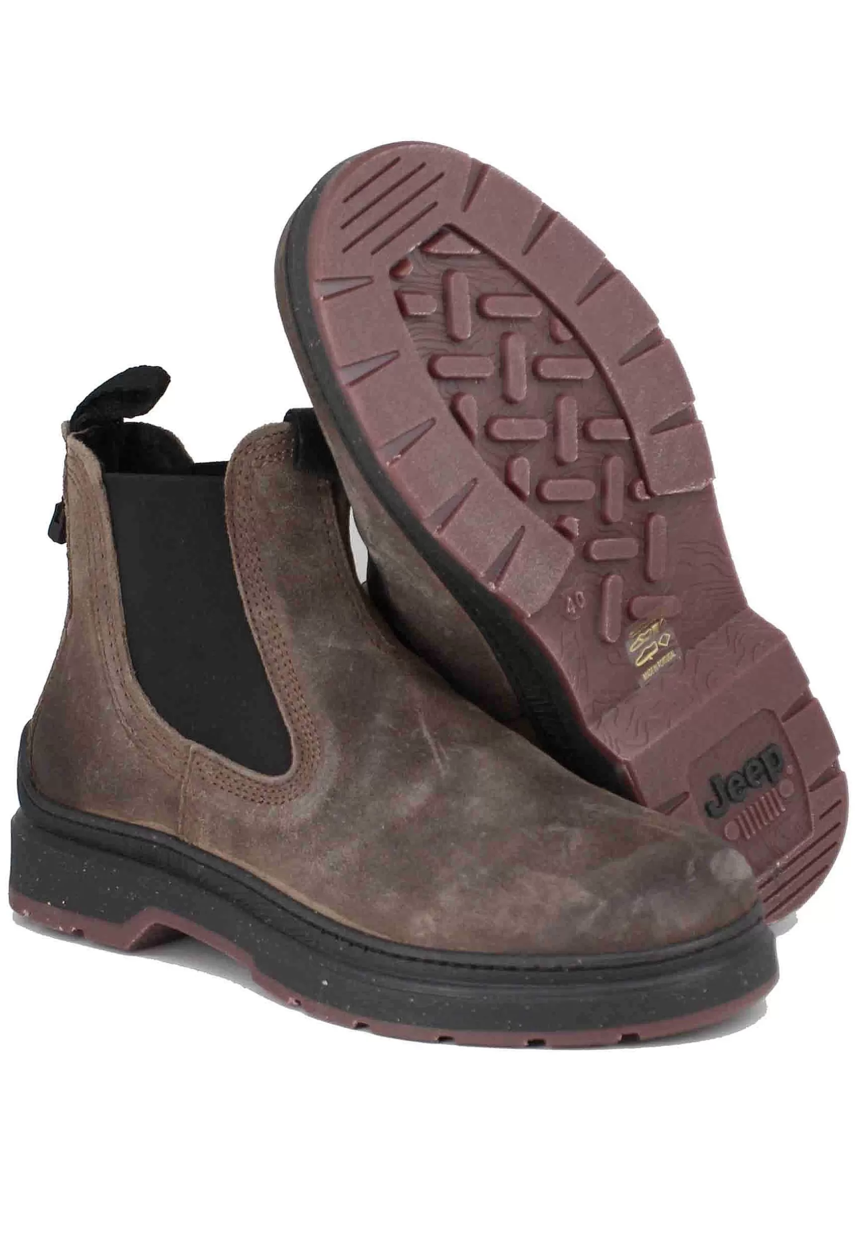 Stivaletti Chelsea Boot Uomo In Camoscio Vintage Taupe Red Rock Suede*Jeep Hot
