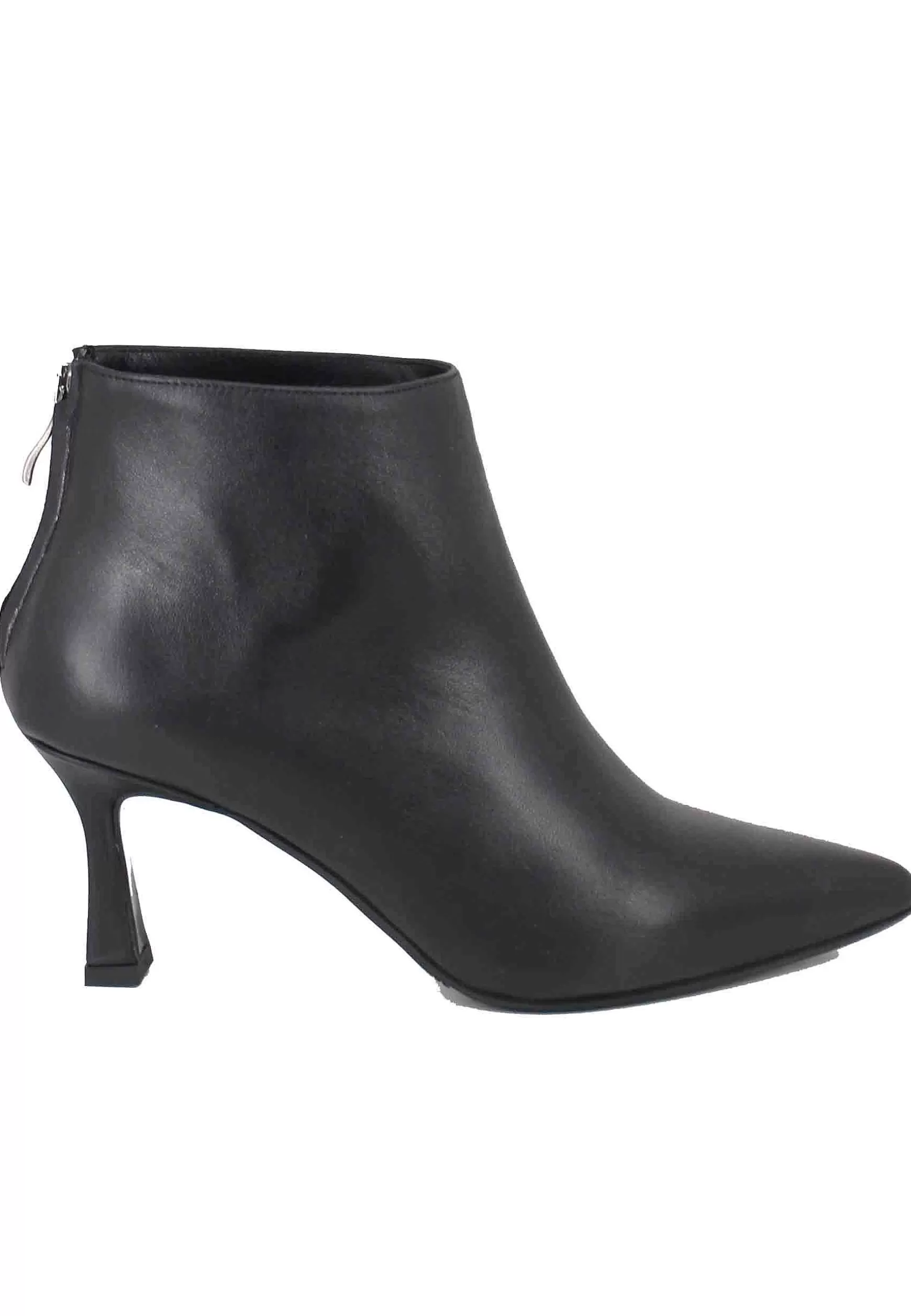 Stivaletti Donna Alla Caviglia In Pelle Nera Con Zip Laterale*Tattoo Cheap