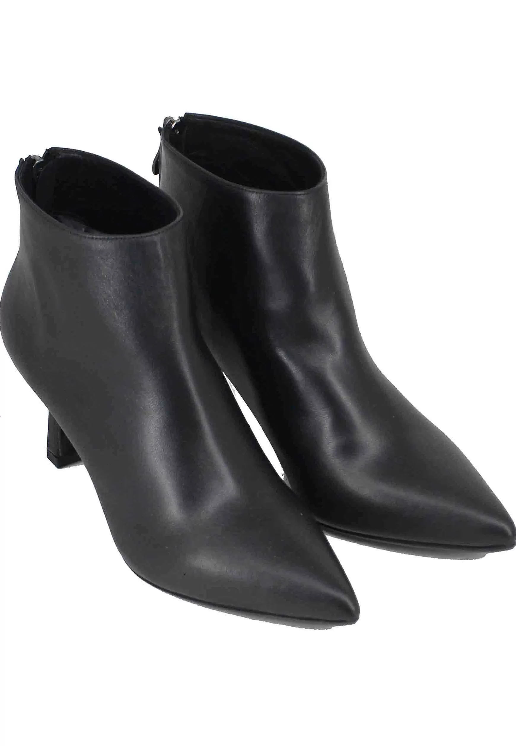 Stivaletti Donna Alla Caviglia In Pelle Nera Con Zip Laterale*Tattoo Cheap