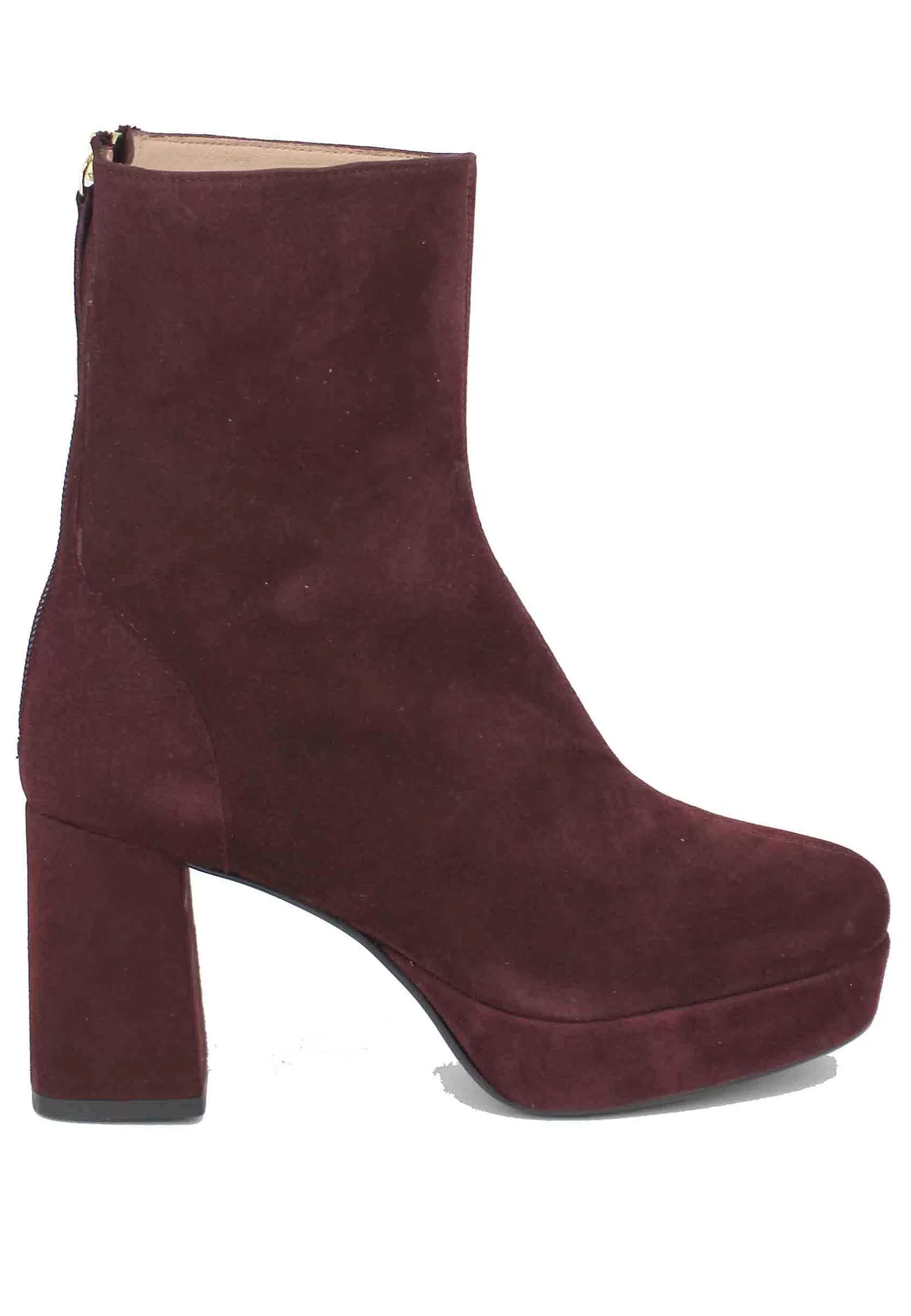 Stivaletti Donna In Camoscio Bordeaux Con Tacco E Plateau*Unisa Best