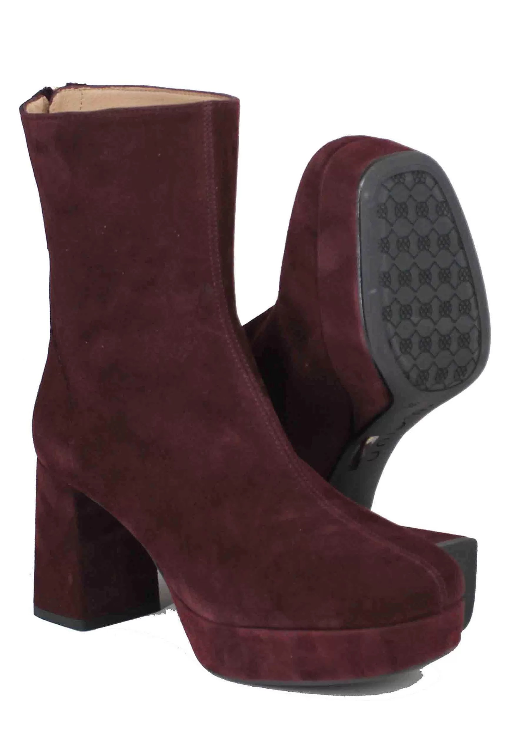 Stivaletti Donna In Camoscio Bordeaux Con Tacco E Plateau*Unisa Best