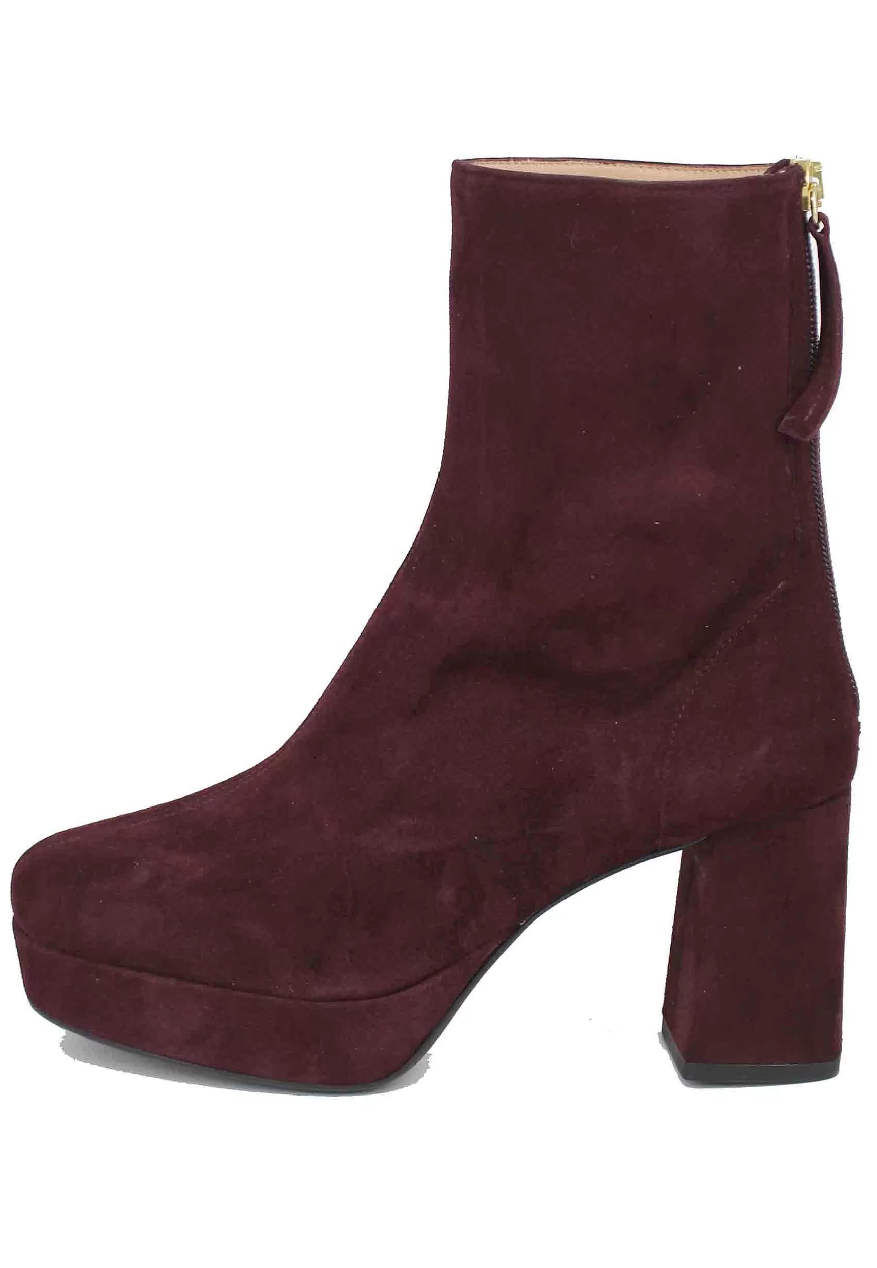 Stivaletti Donna In Camoscio Bordeaux Con Tacco E Plateau*Unisa Best