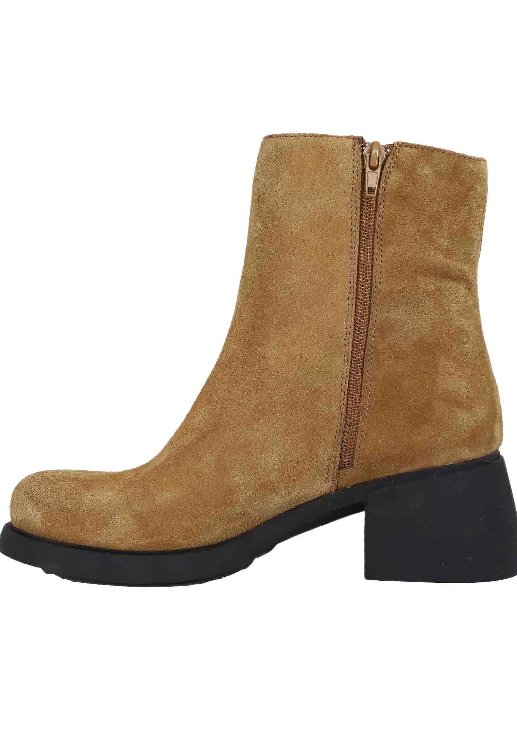 Stivaletti Donna In Camoscio Cuoio Con Suola In Gomma E Punta Tonda** Best
