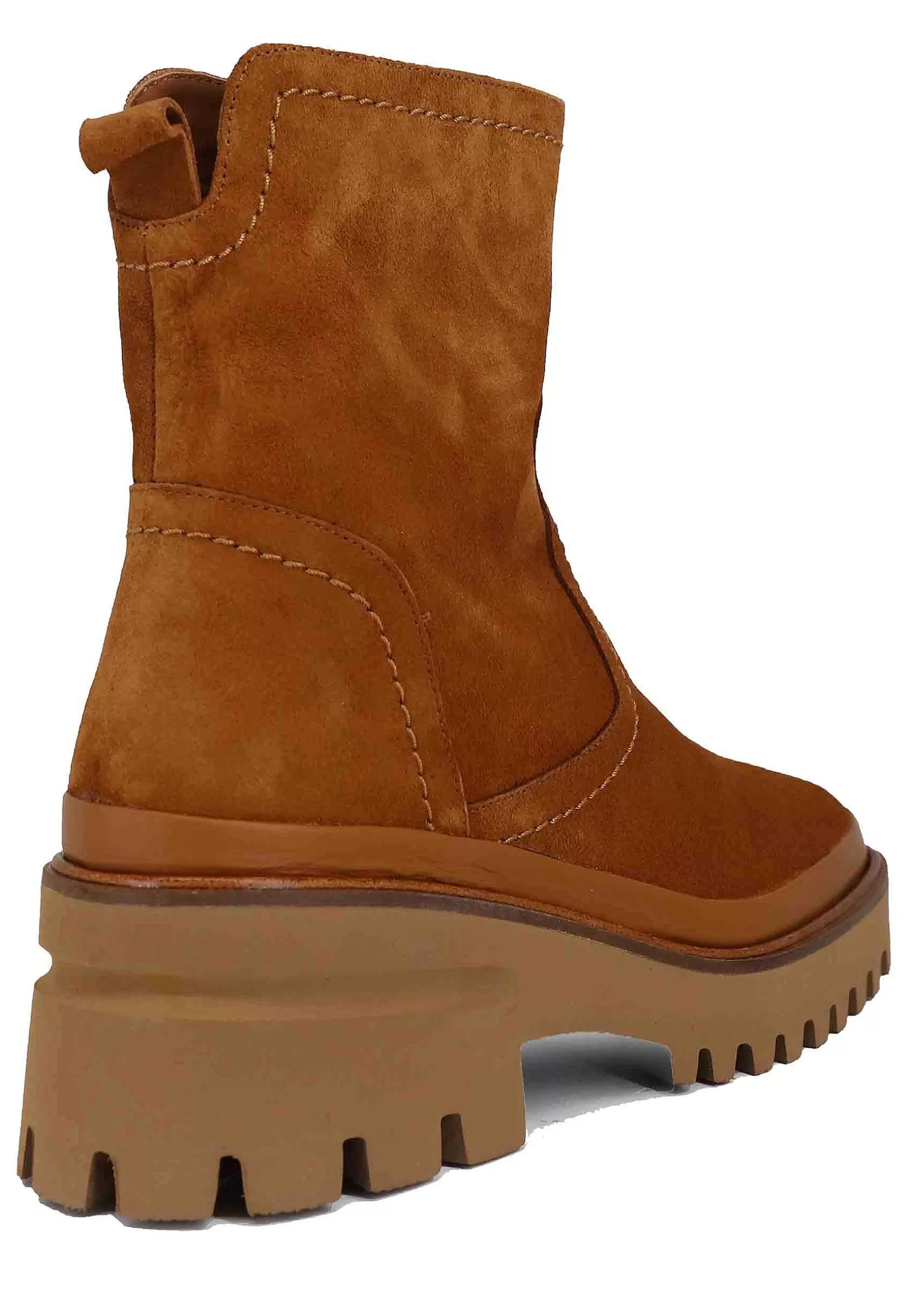 Stivaletti Donna In Camoscio Cuoio Con Zeppa In Gomma E Zip Laterale*Pons Quintana Cheap
