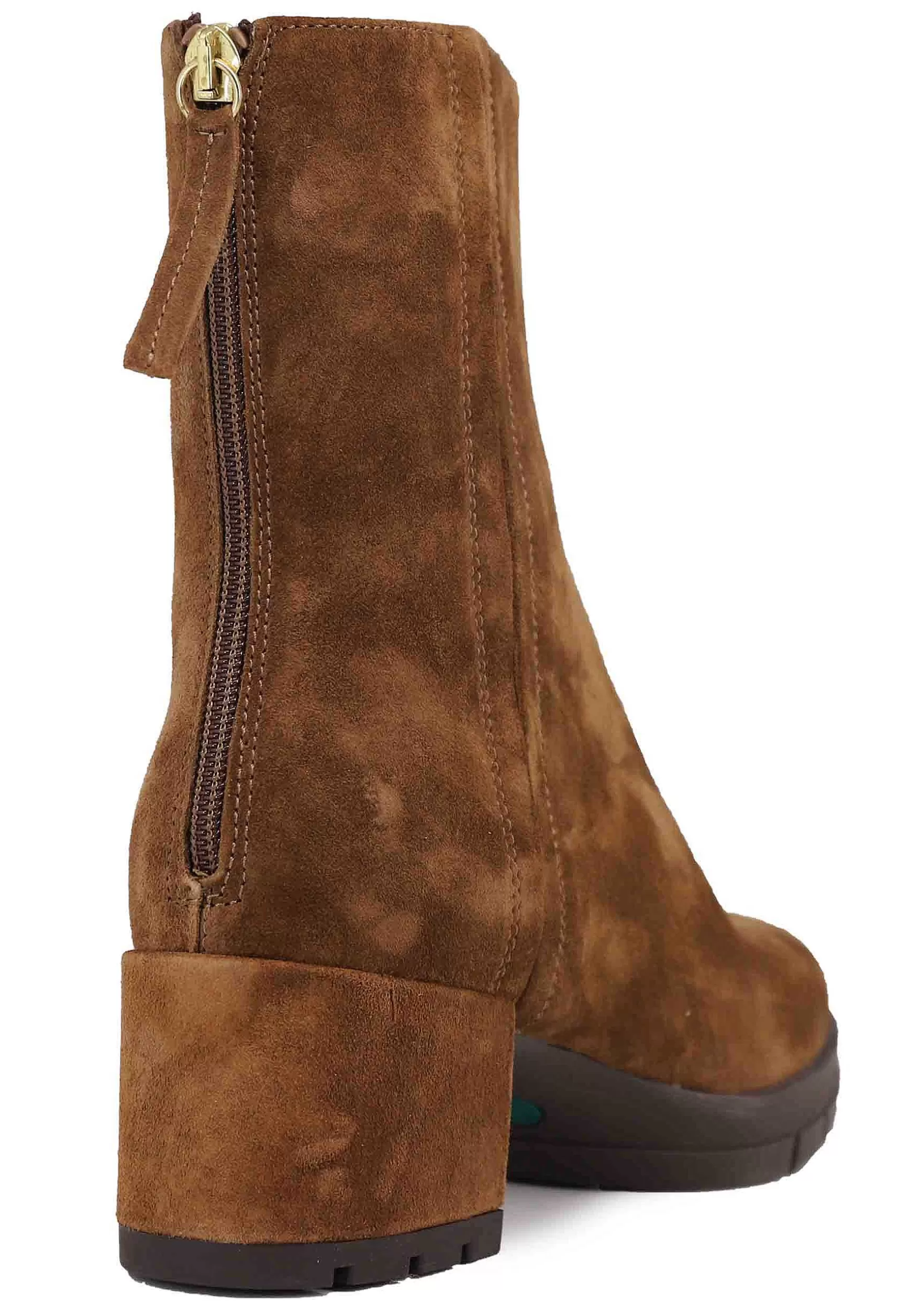 Stivaletti Donna In Camoscio Cuoio Con Zip Posteriore E Plateau In Gomma*Unisa Discount