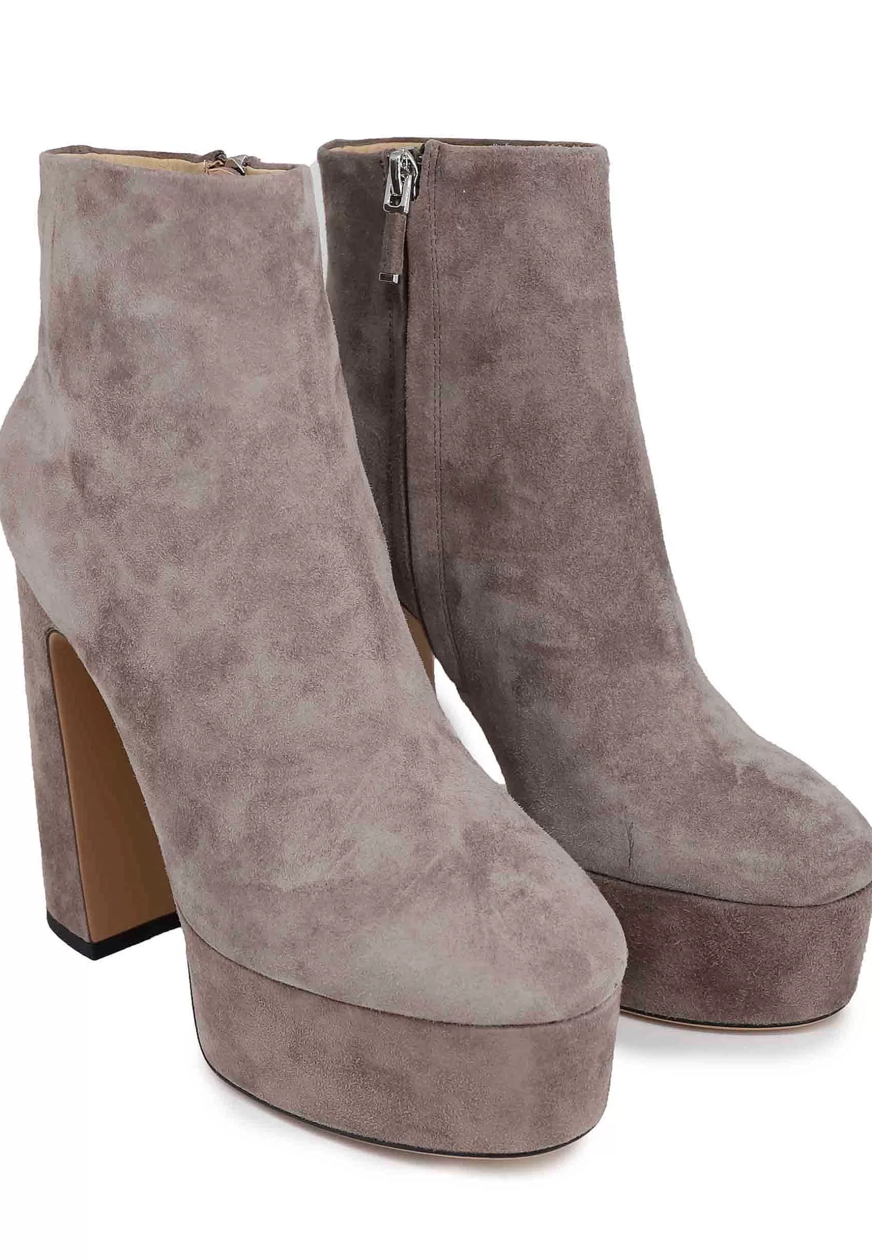 Stivaletti Donna In Camoscio Grigio Con Tacco Alto E Plateau Manerbe*Lola Cruz Fashion