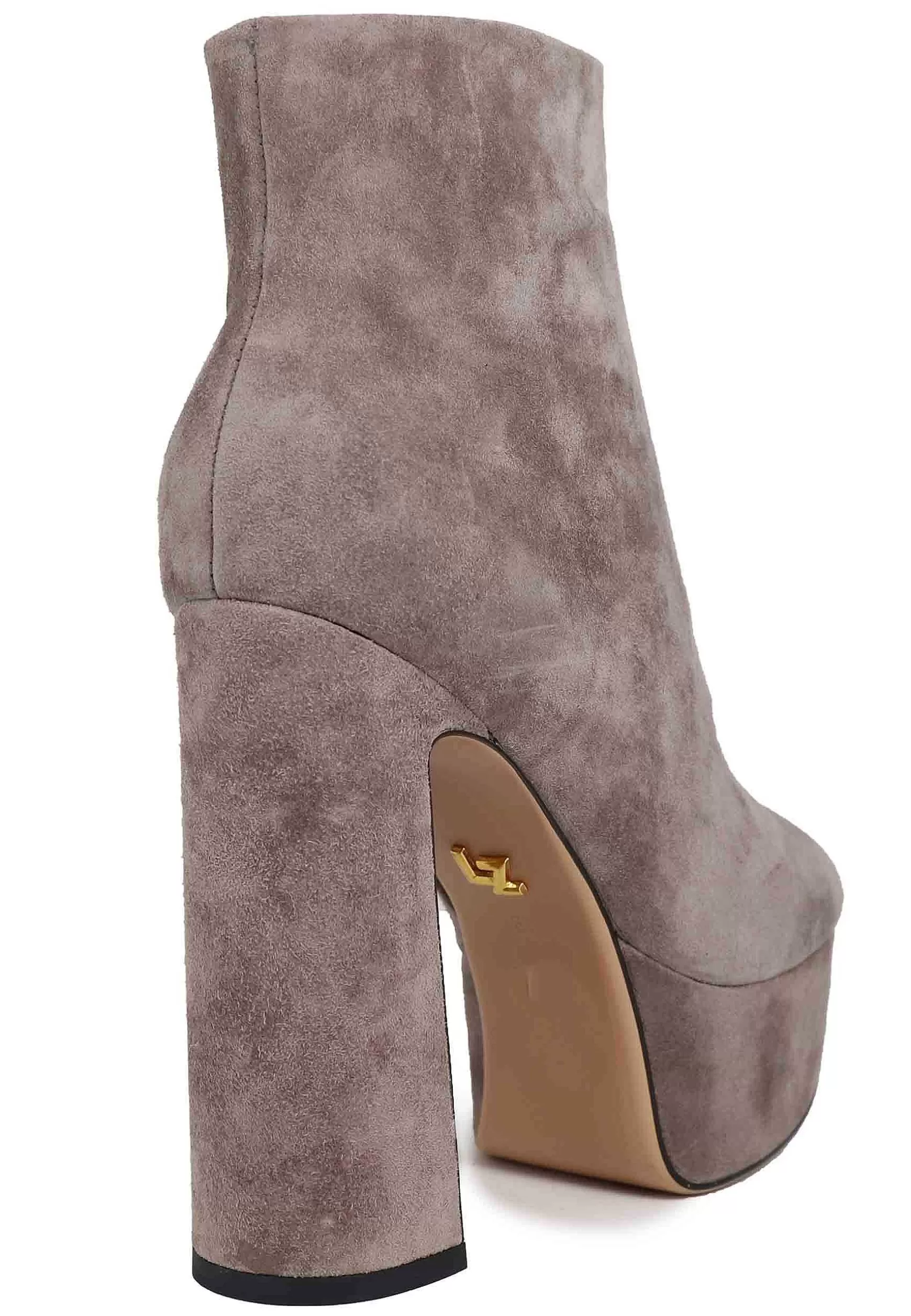 Stivaletti Donna In Camoscio Grigio Con Tacco Alto E Plateau Manerbe*Lola Cruz Fashion