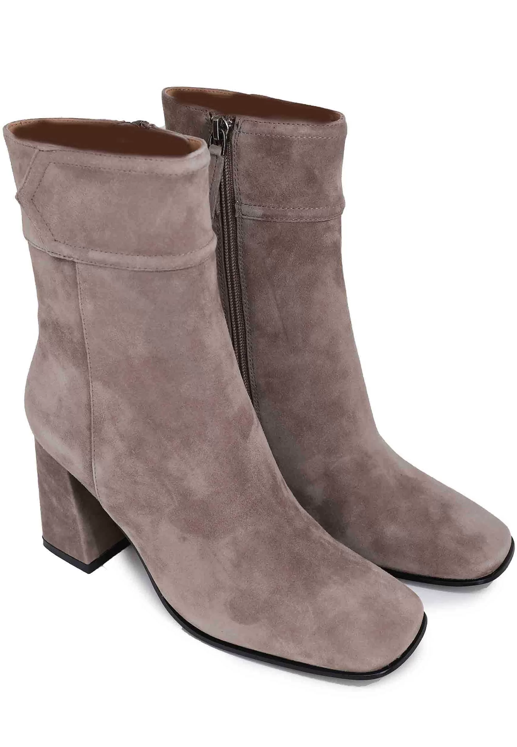 Stivaletti Donna In Camoscio Grigio Con Tacco Alto E Punta Quadra Chisinau*Bibi Lou New