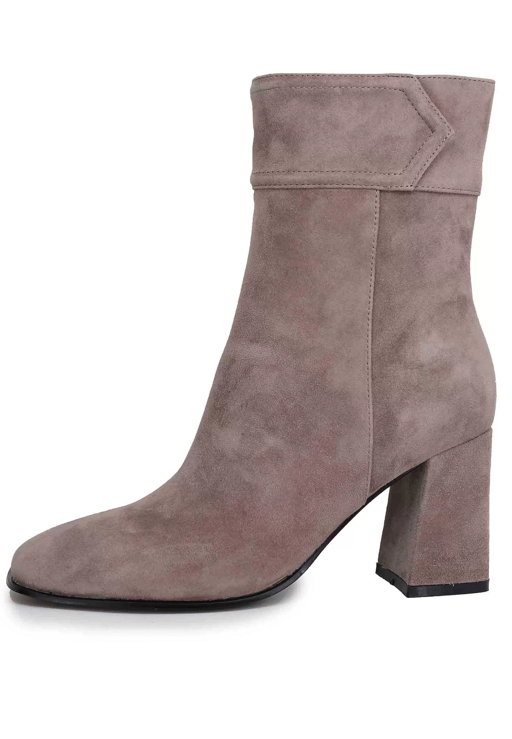 Stivaletti Donna In Camoscio Grigio Con Tacco Alto E Punta Quadra Chisinau*Bibi Lou New