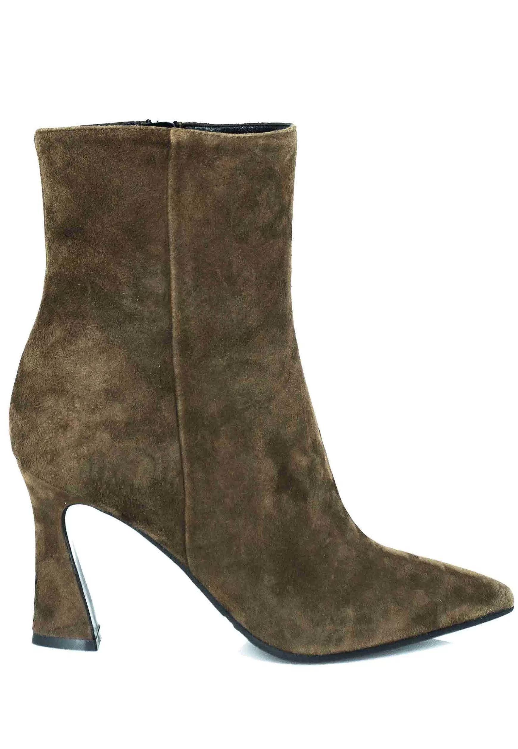 Stivaletti Donna In Camoscio Marrone Tacco Alto Punta A Punta** Cheap
