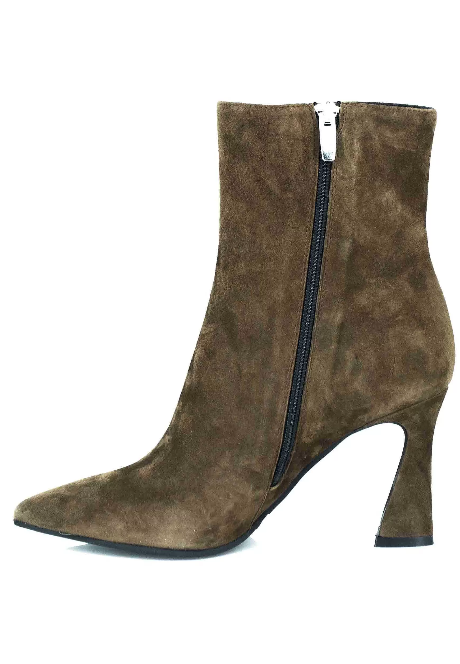 Stivaletti Donna In Camoscio Marrone Tacco Alto Punta A Punta** Cheap