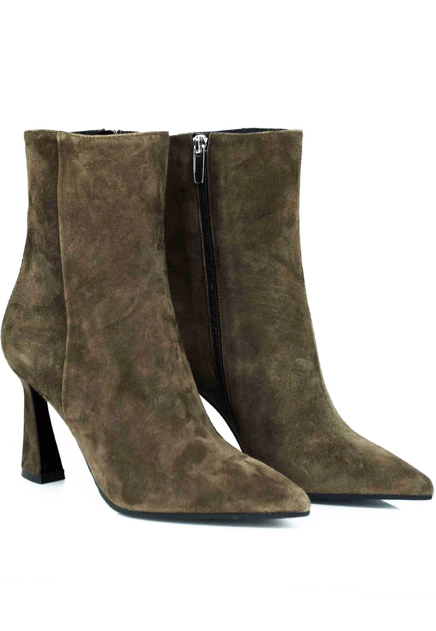 Stivaletti Donna In Camoscio Marrone Tacco Alto Punta A Punta** Cheap