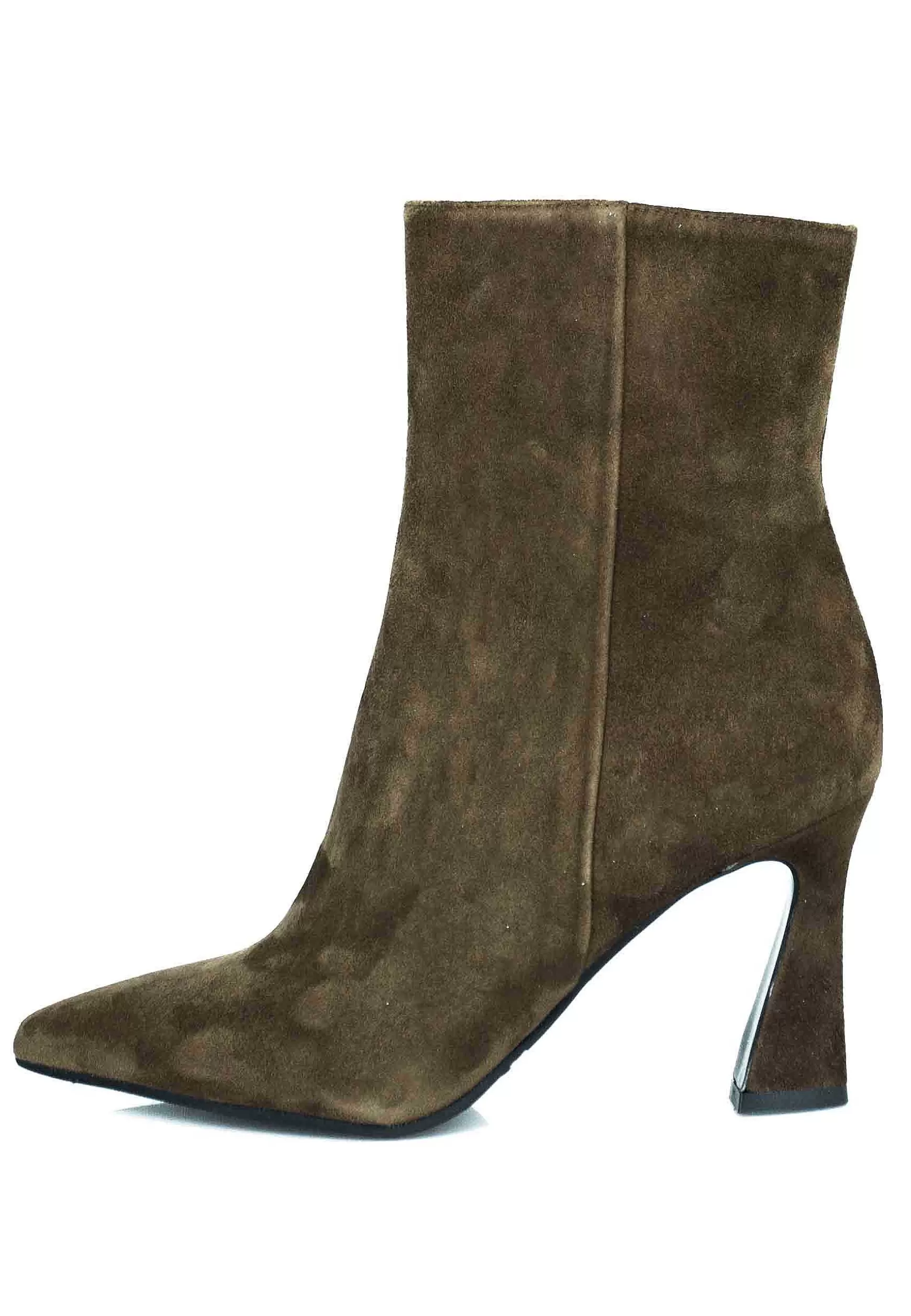 Stivaletti Donna In Camoscio Marrone Tacco Alto Punta A Punta** Cheap