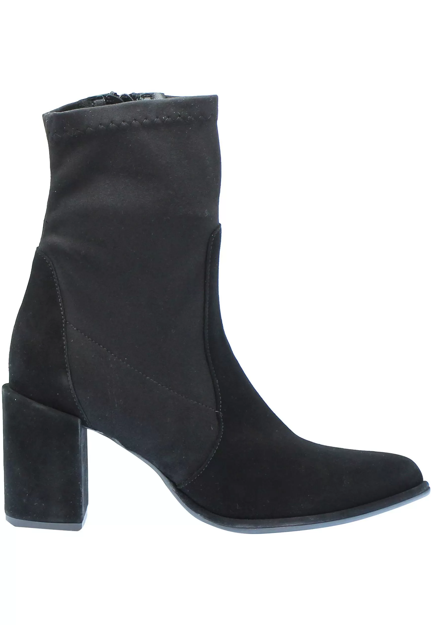 Stivaletti Donna In Camoscio Nero Con Punta A Punta A Tacco Alto** Sale