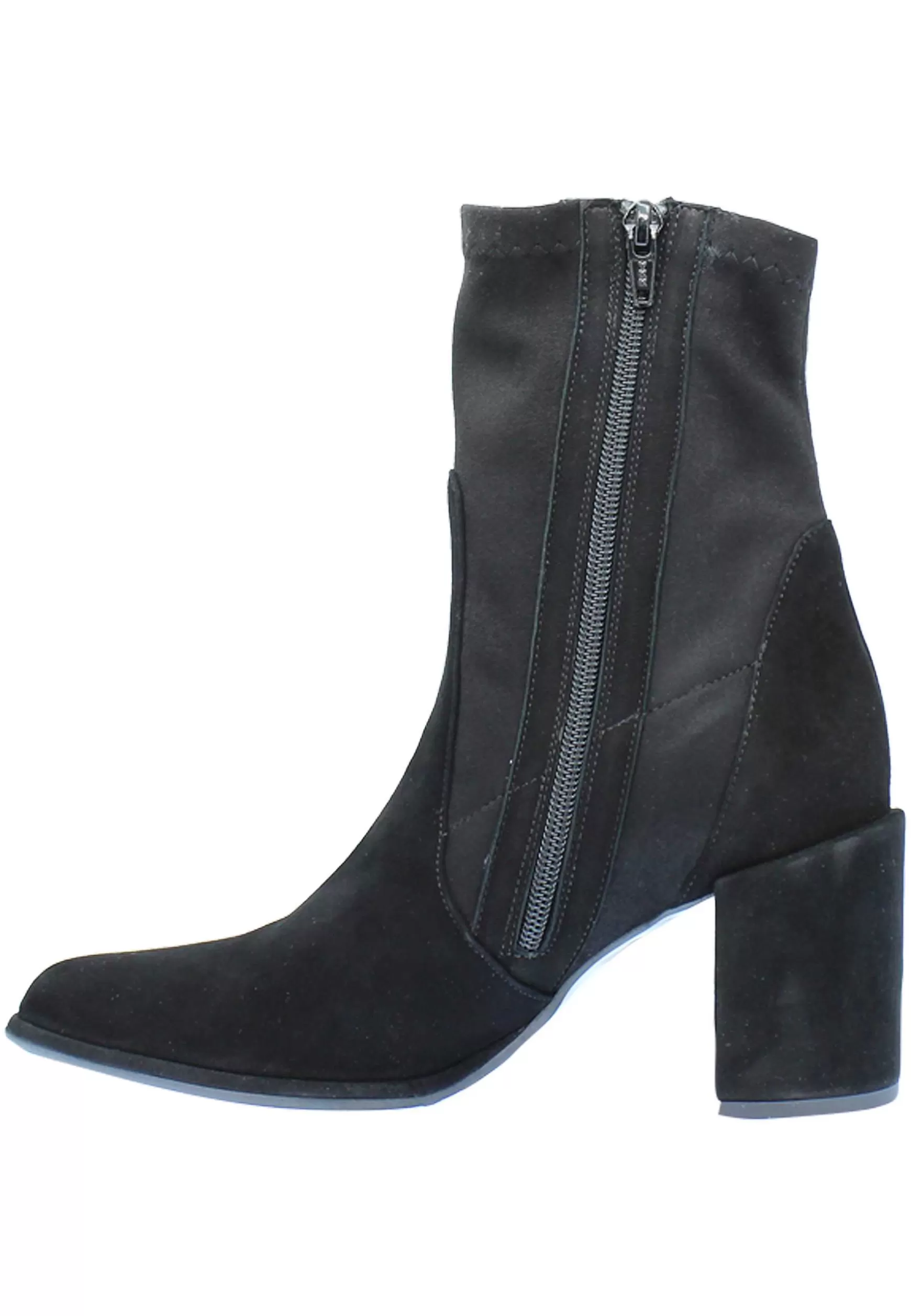 Stivaletti Donna In Camoscio Nero Con Punta A Punta A Tacco Alto** Sale