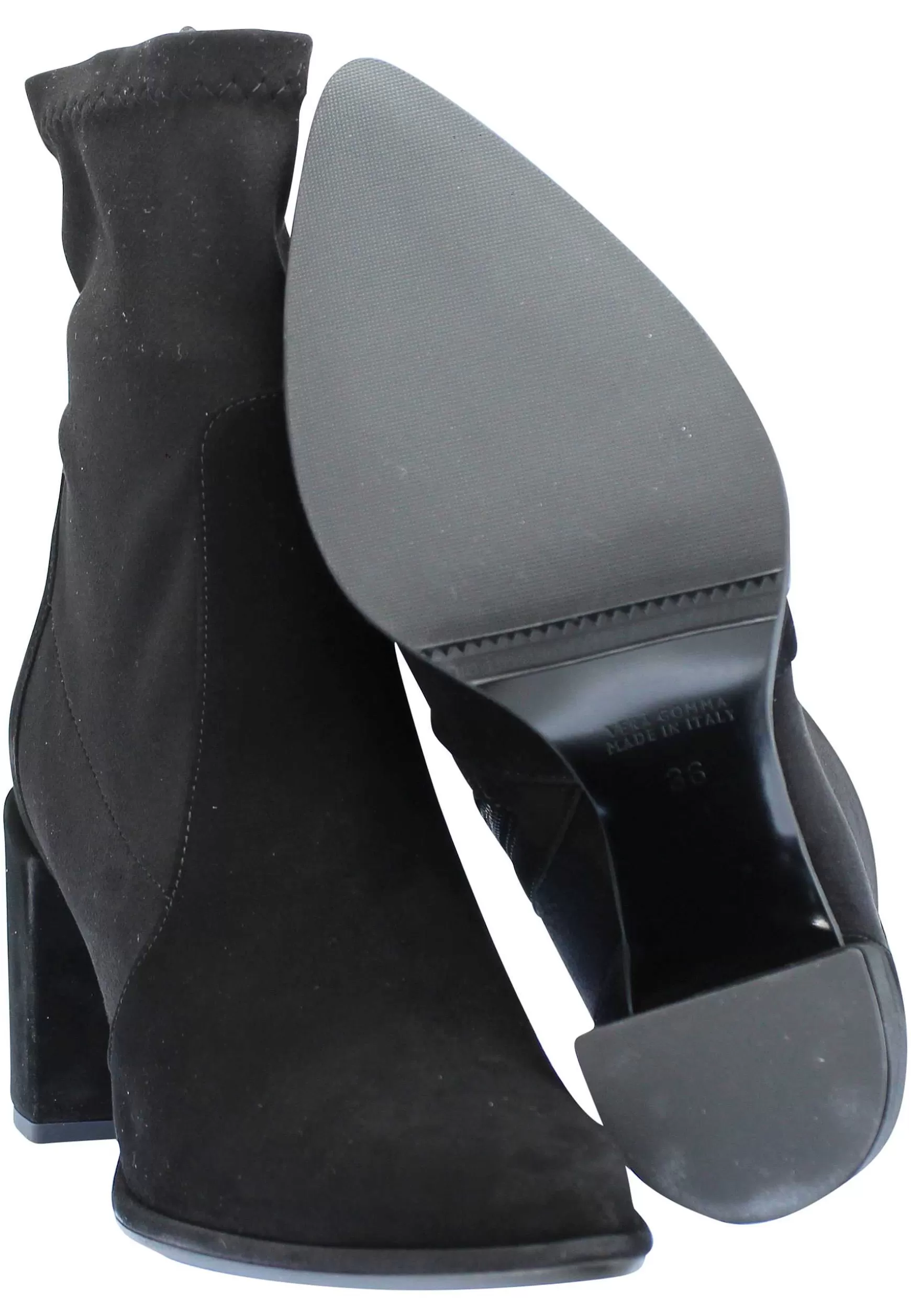 Stivaletti Donna In Camoscio Nero Con Punta A Punta A Tacco Alto** Sale