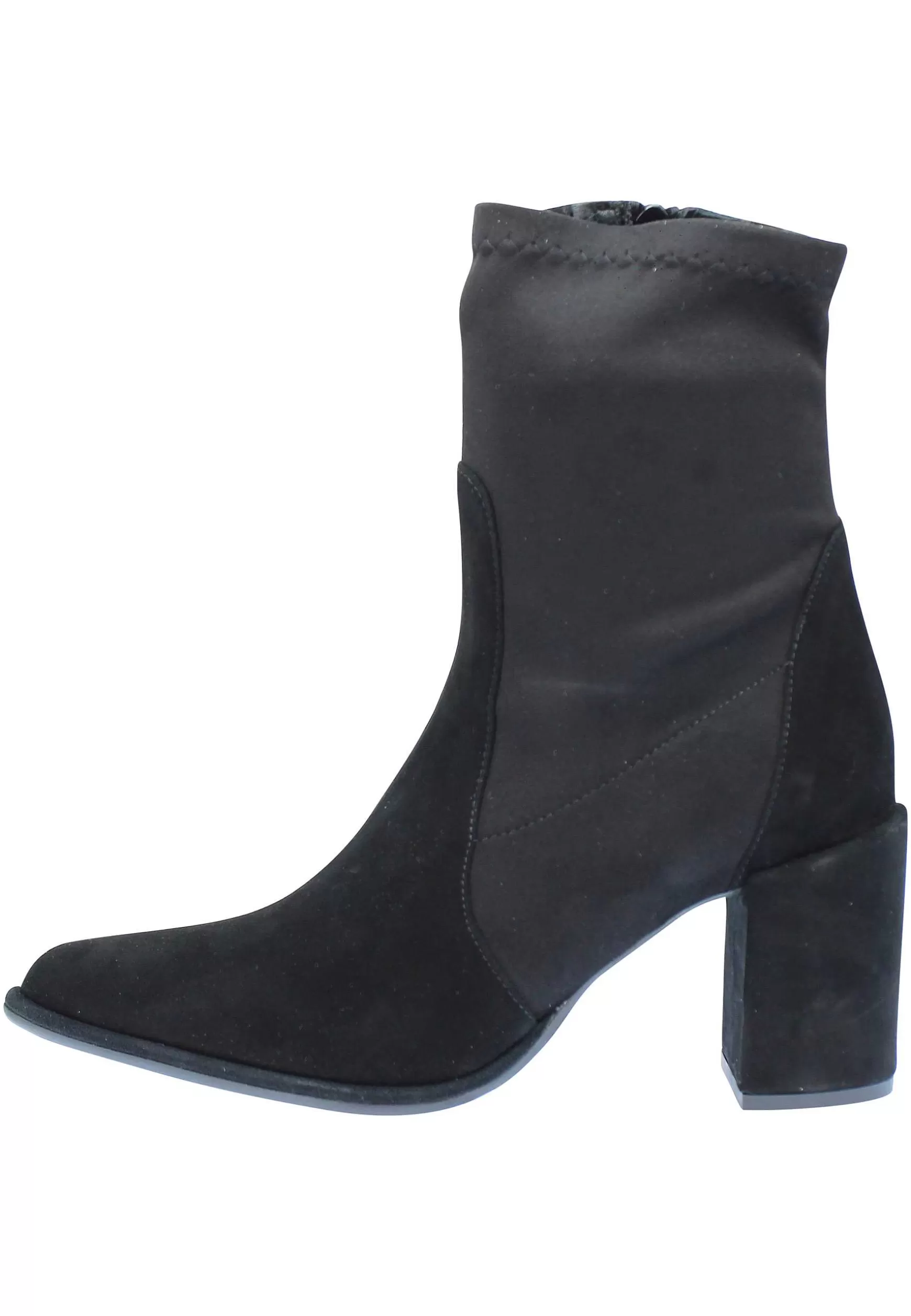 Stivaletti Donna In Camoscio Nero Con Punta A Punta A Tacco Alto** Sale