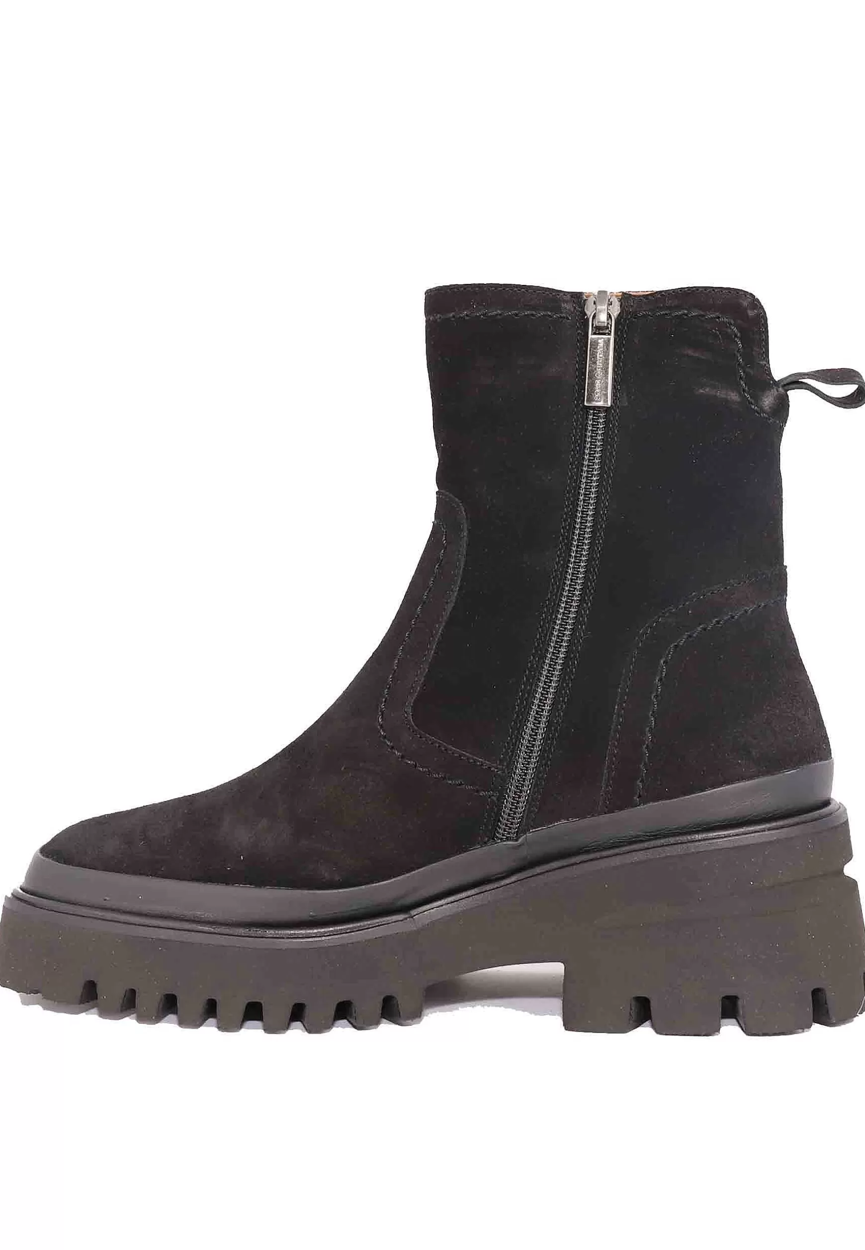 Stivaletti Donna In Camoscio Nero Con Zeppa In Gomma E Zip Laterale*Pons Quintana Hot