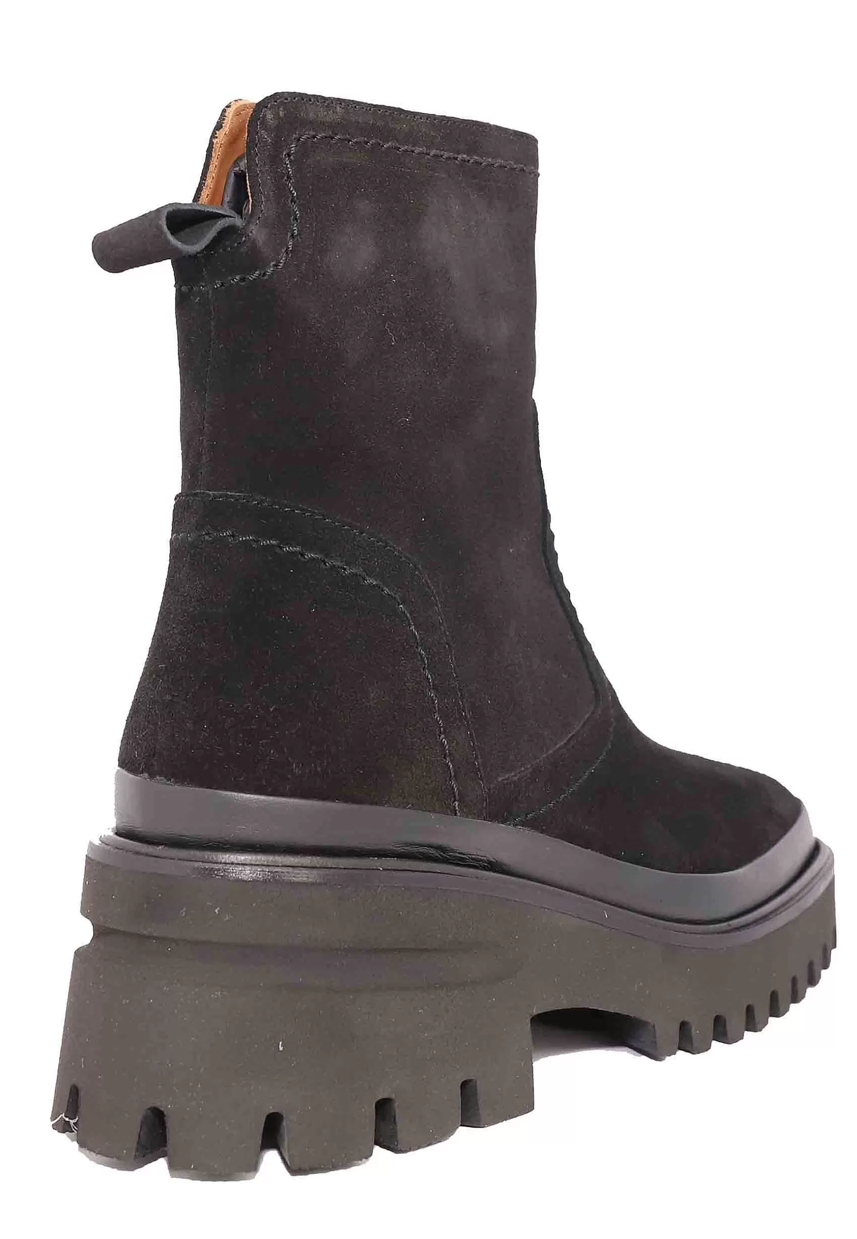 Stivaletti Donna In Camoscio Nero Con Zeppa In Gomma E Zip Laterale*Pons Quintana Hot