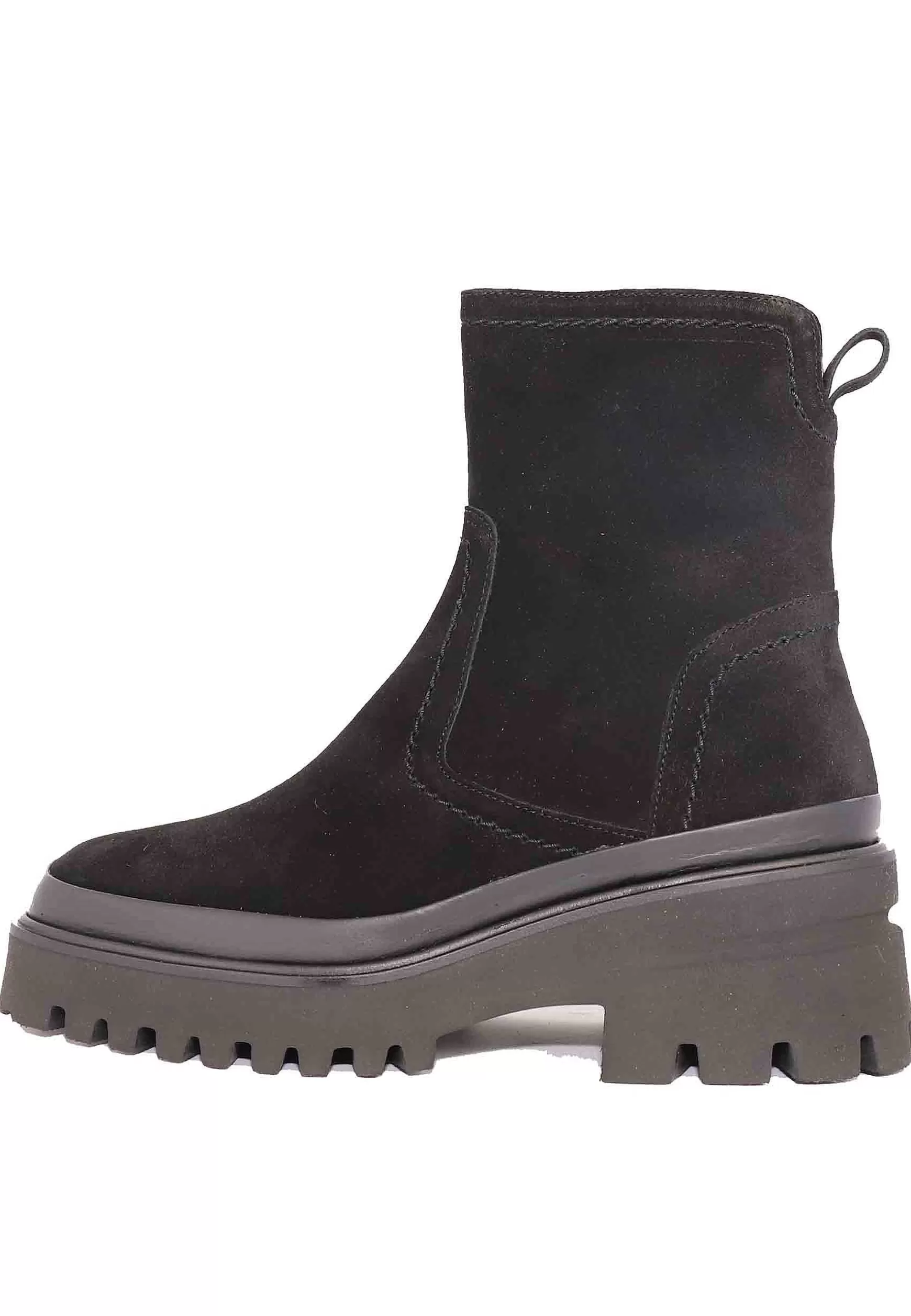 Stivaletti Donna In Camoscio Nero Con Zeppa In Gomma E Zip Laterale*Pons Quintana Hot