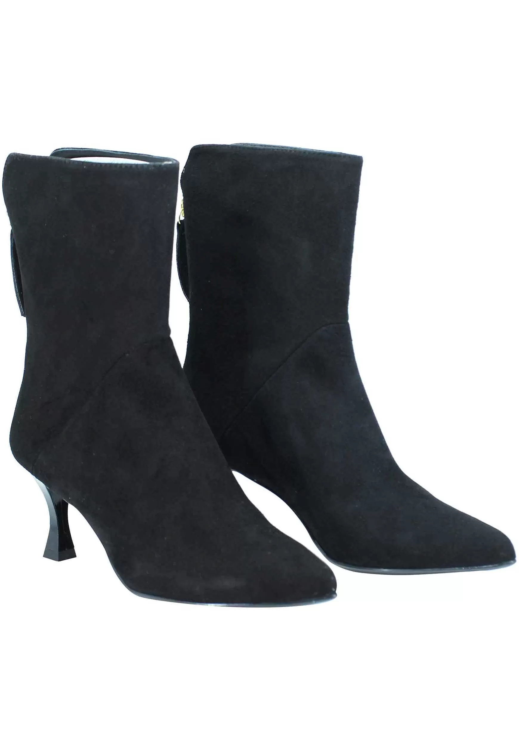 Stivaletti Donna In Camoscio Nero Con Zip Posteriore Punta A Punta E Tacco Lucido*Unisa Outlet