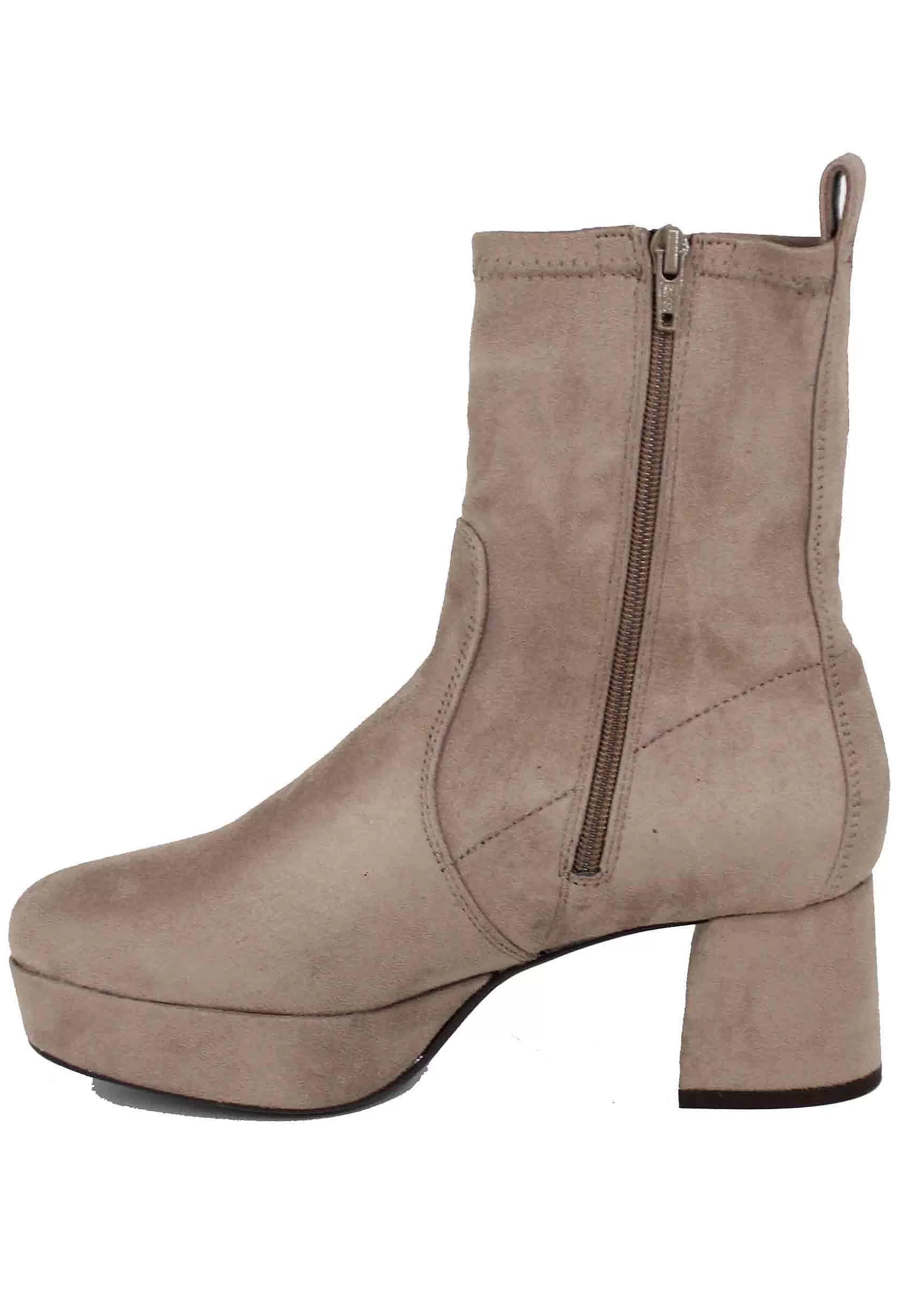 Stivaletti Donna In Camoscio Taupe Con Tacco E Plateau*Unisa Flash Sale