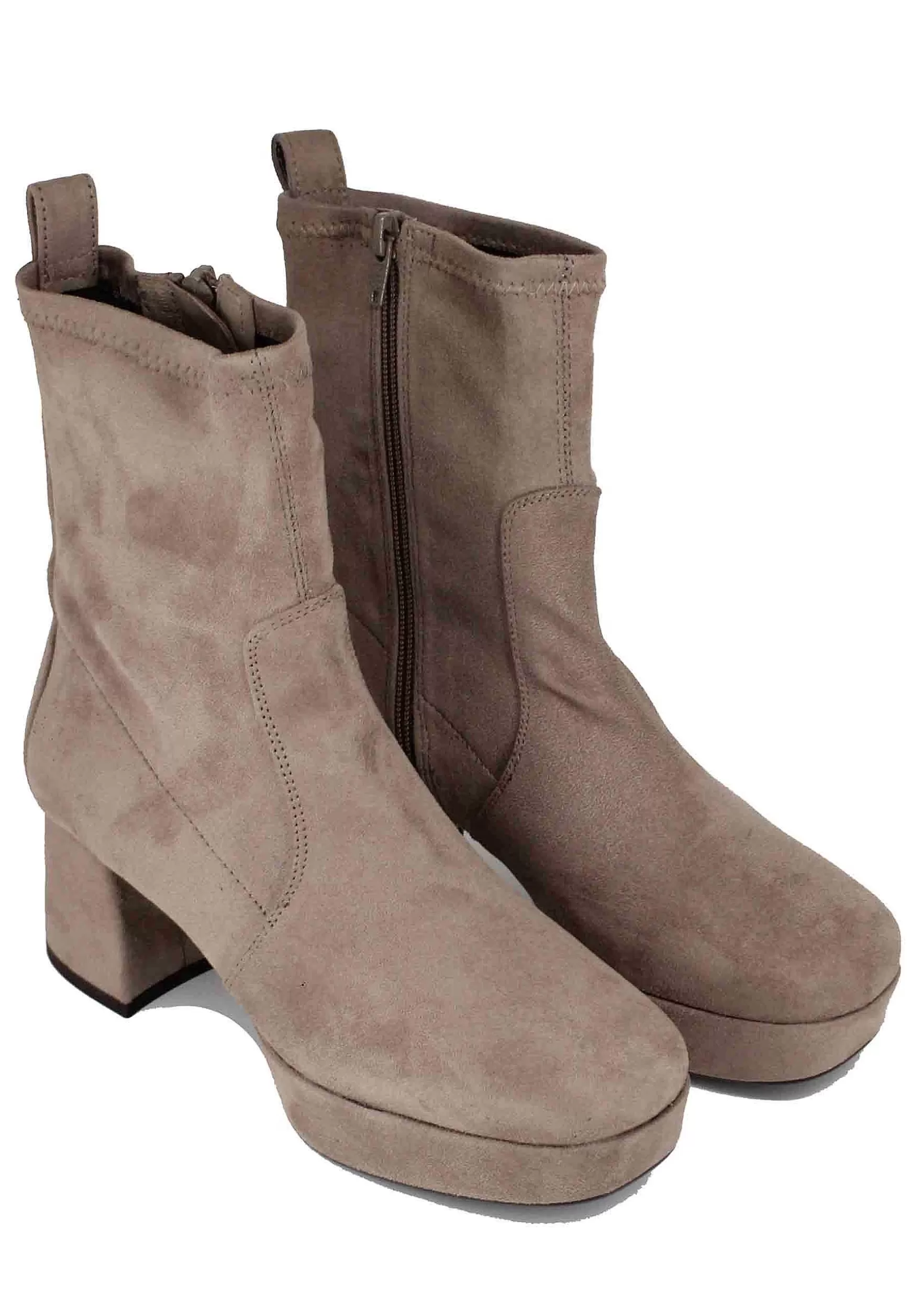 Stivaletti Donna In Camoscio Taupe Con Tacco E Plateau*Unisa Flash Sale