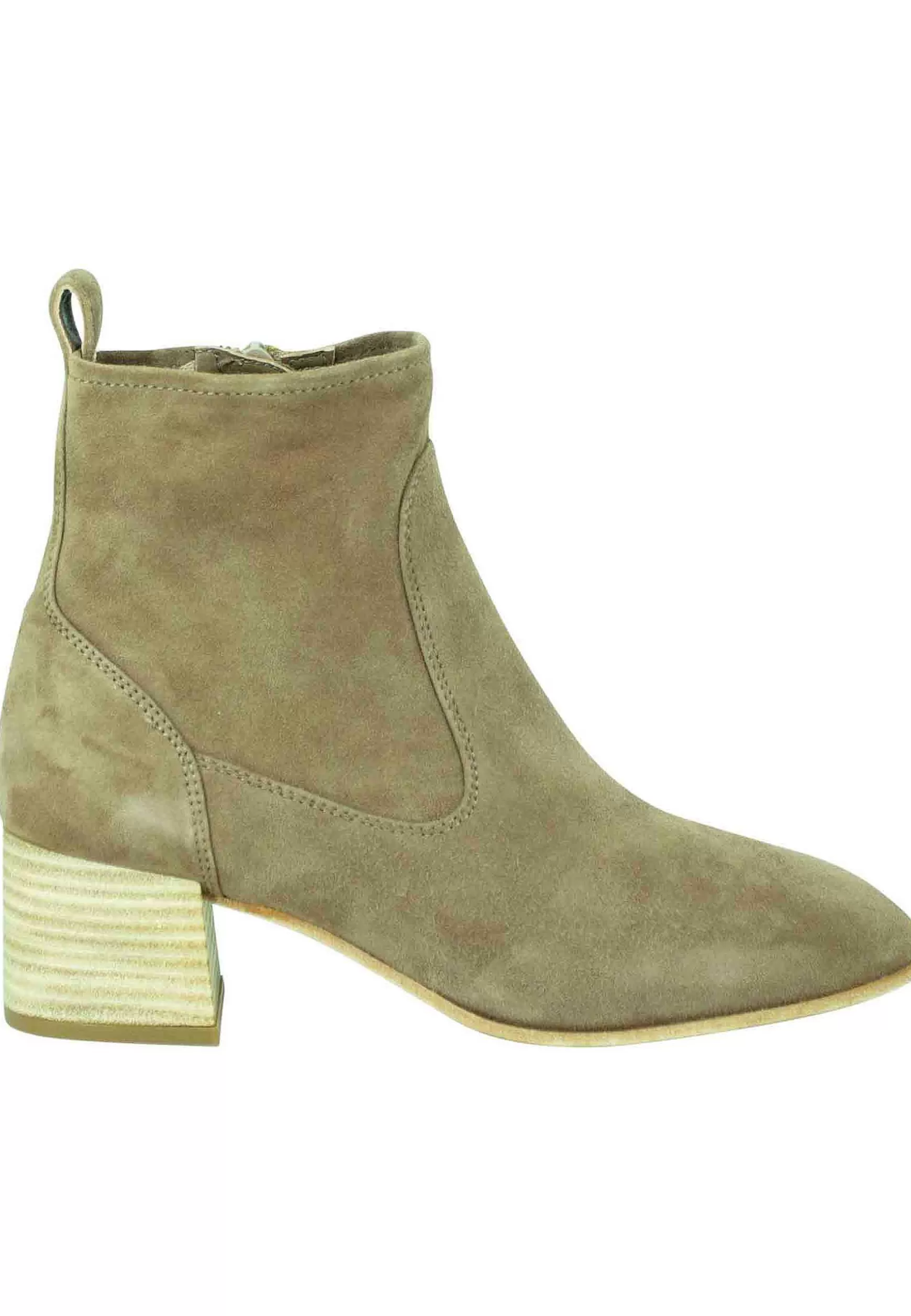 Stivaletti Donna In Camoscio Taupe Sfoderati Con Tacco In Cuoio Naturale*Unisa Outlet