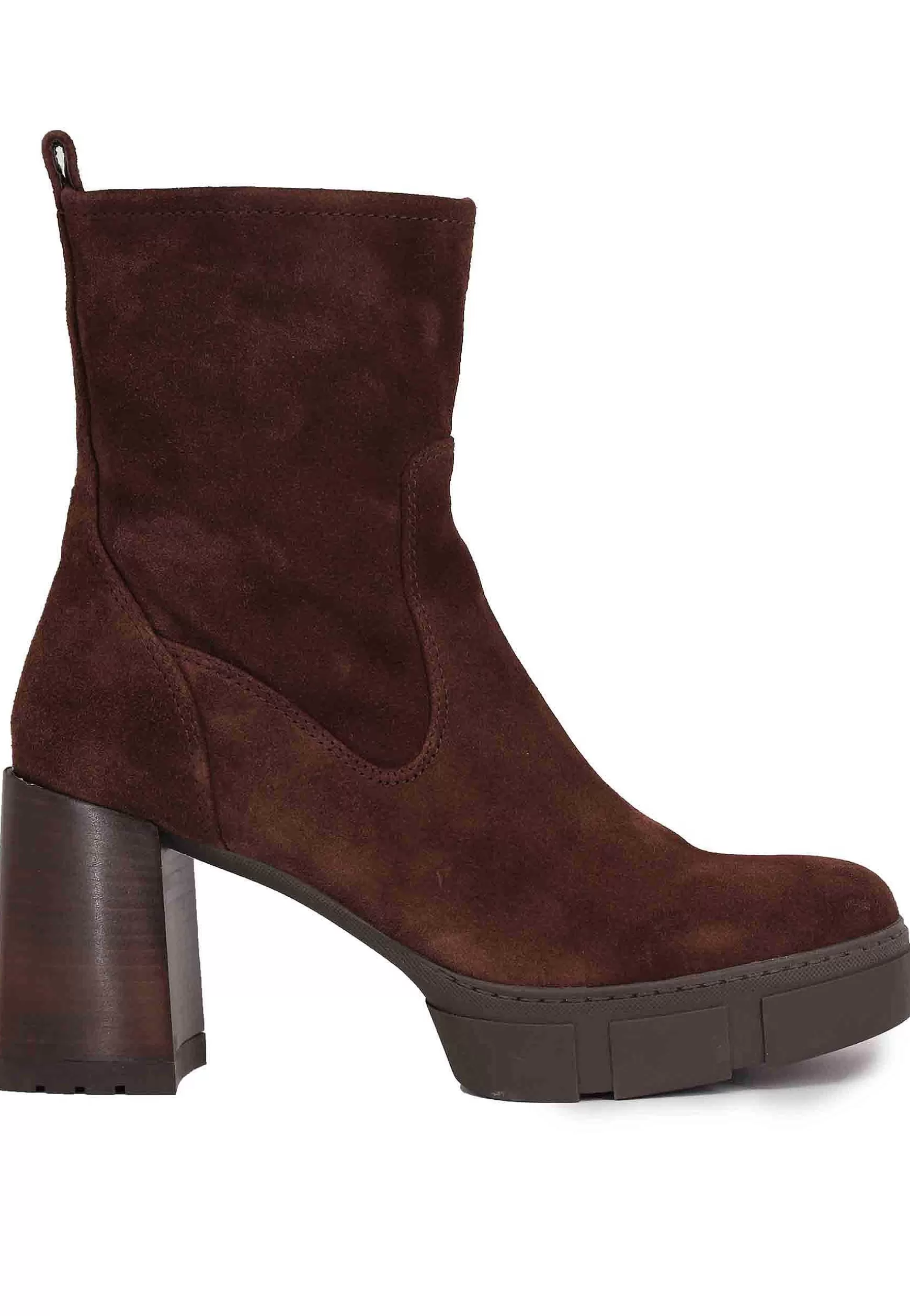 Stivaletti Donna In Camoscio Testa Di Moro Con Tacco Alto E Plateau*Unisa Flash Sale
