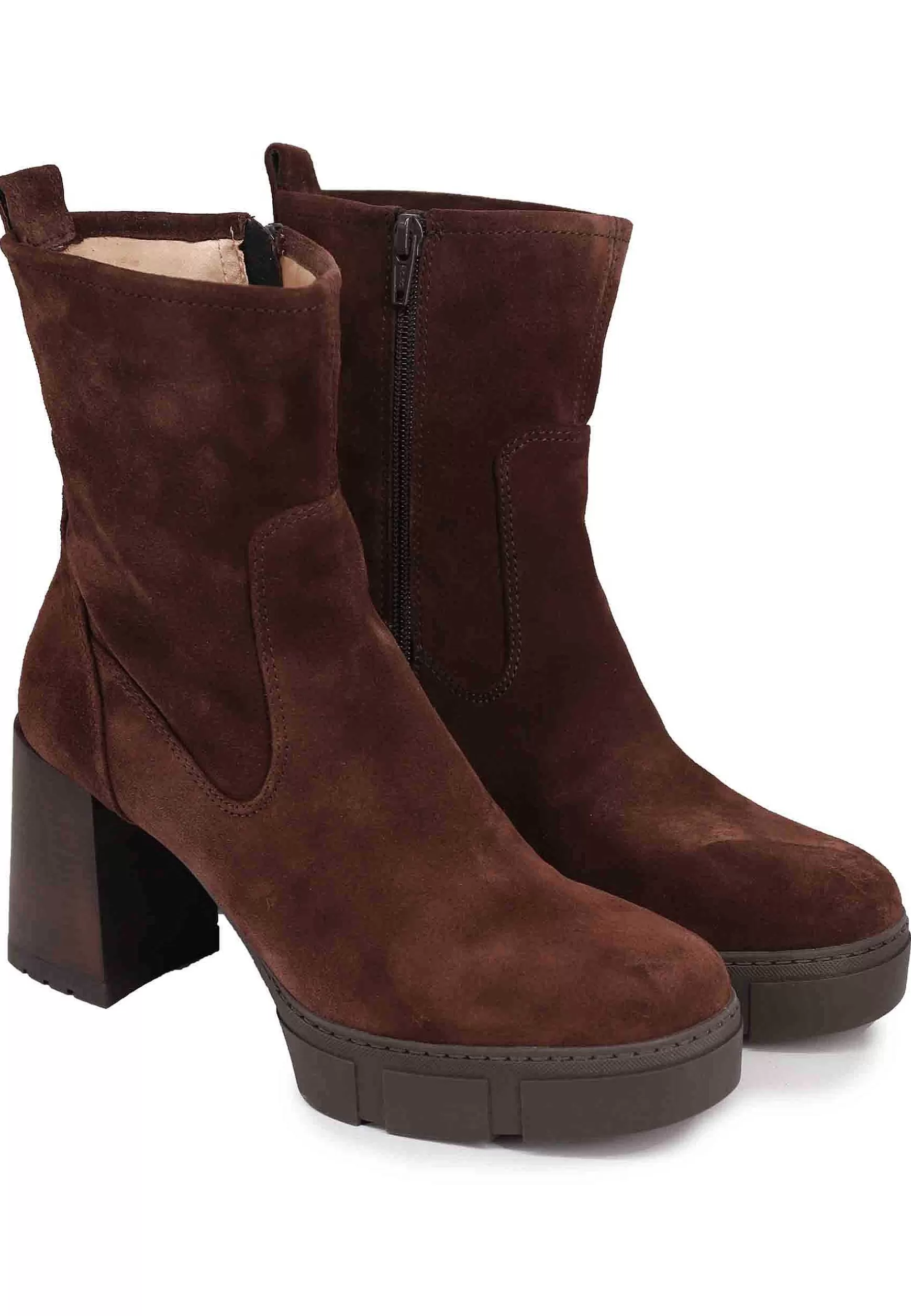 Stivaletti Donna In Camoscio Testa Di Moro Con Tacco Alto E Plateau*Unisa Flash Sale