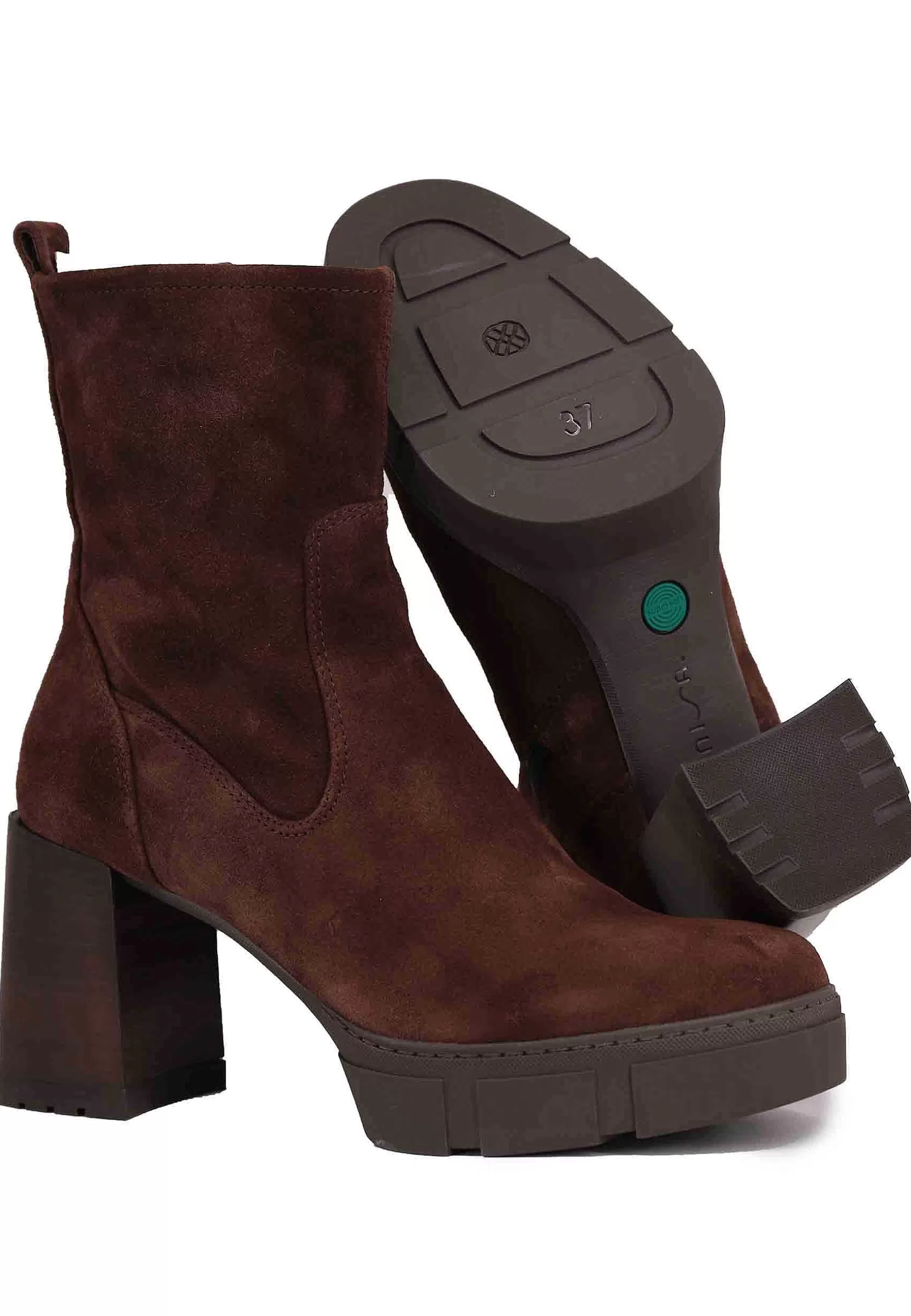 Stivaletti Donna In Camoscio Testa Di Moro Con Tacco Alto E Plateau*Unisa Flash Sale