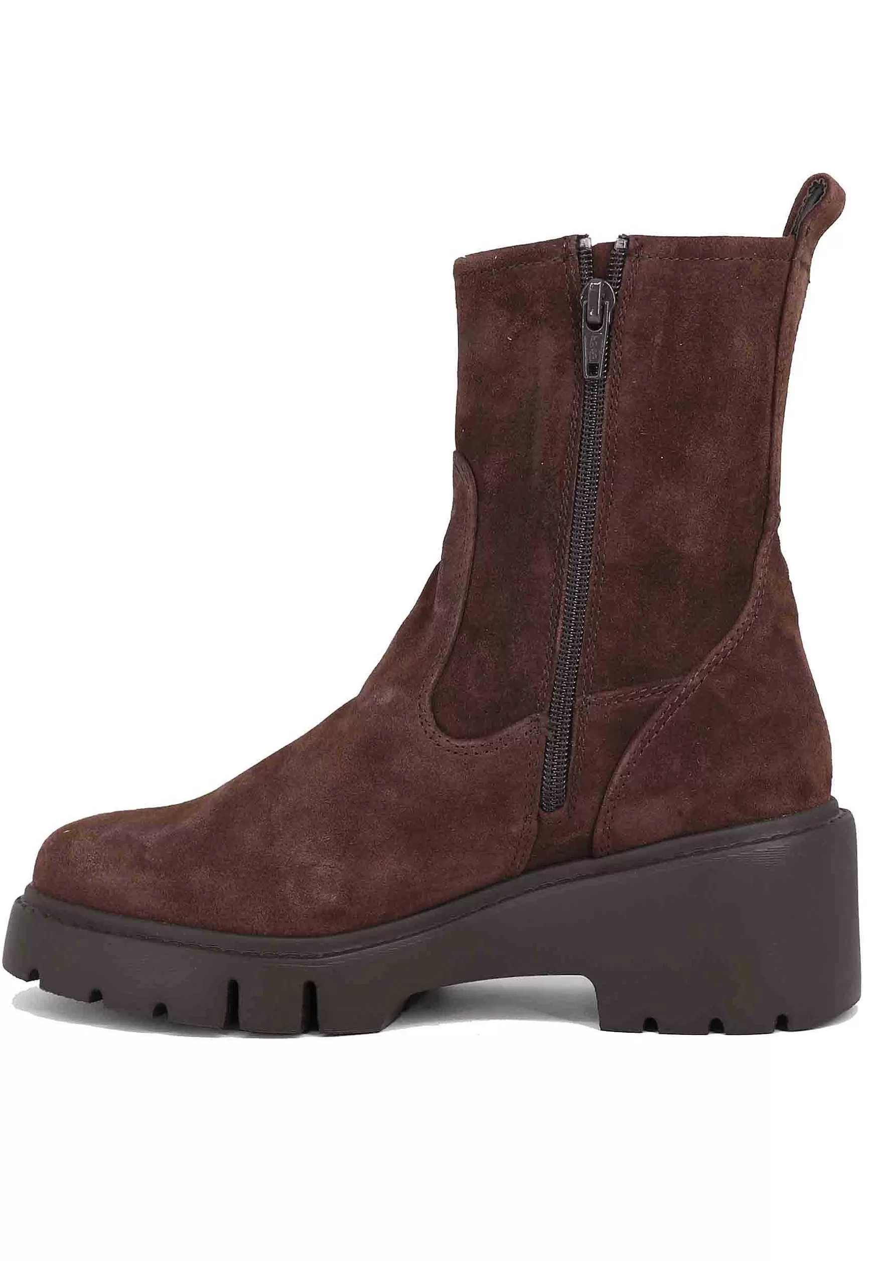 Stivaletti Donna In Camoscio Testa Di Moro Con Zeppa Bassa*Unisa Cheap