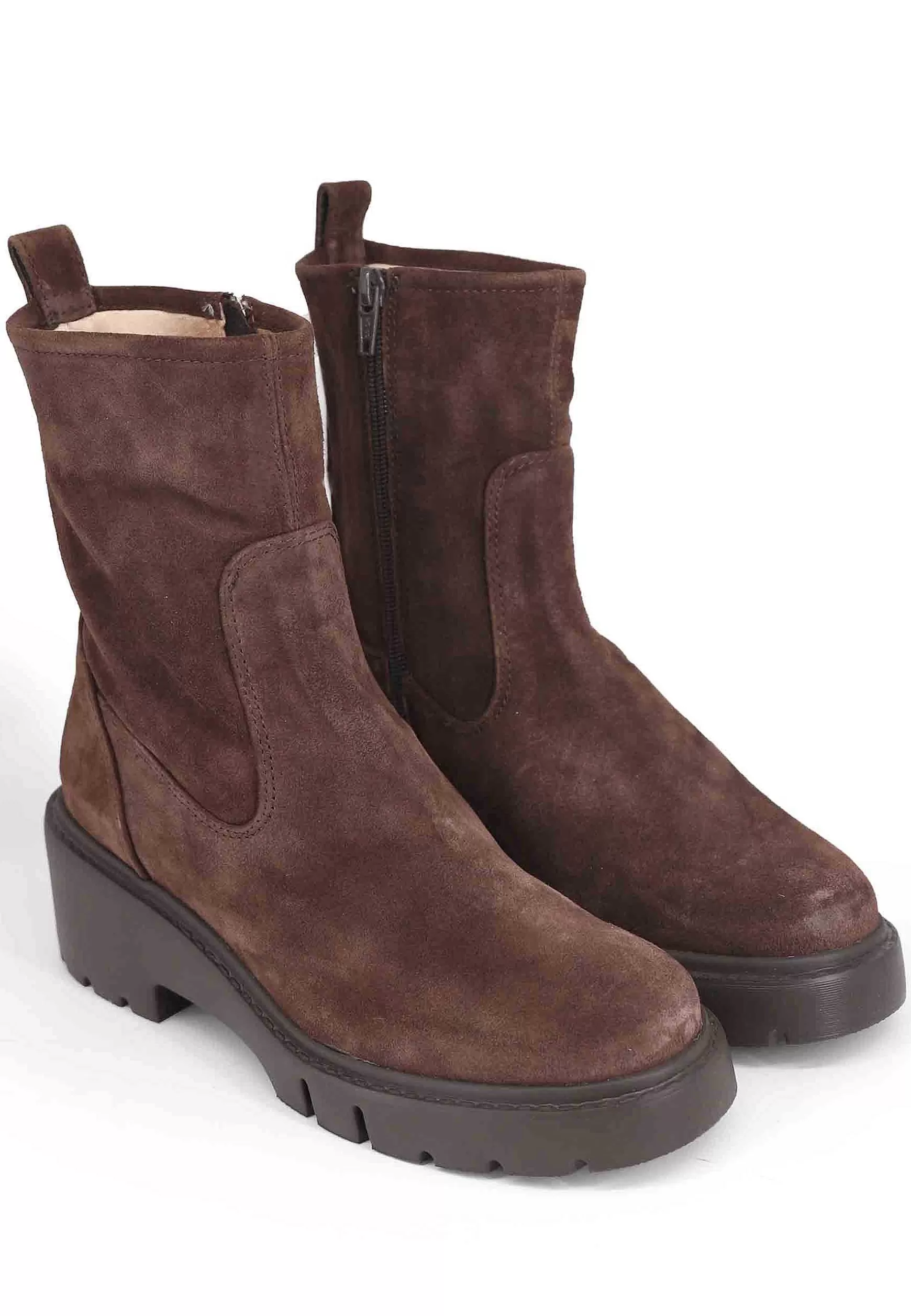 Stivaletti Donna In Camoscio Testa Di Moro Con Zeppa Bassa*Unisa Cheap